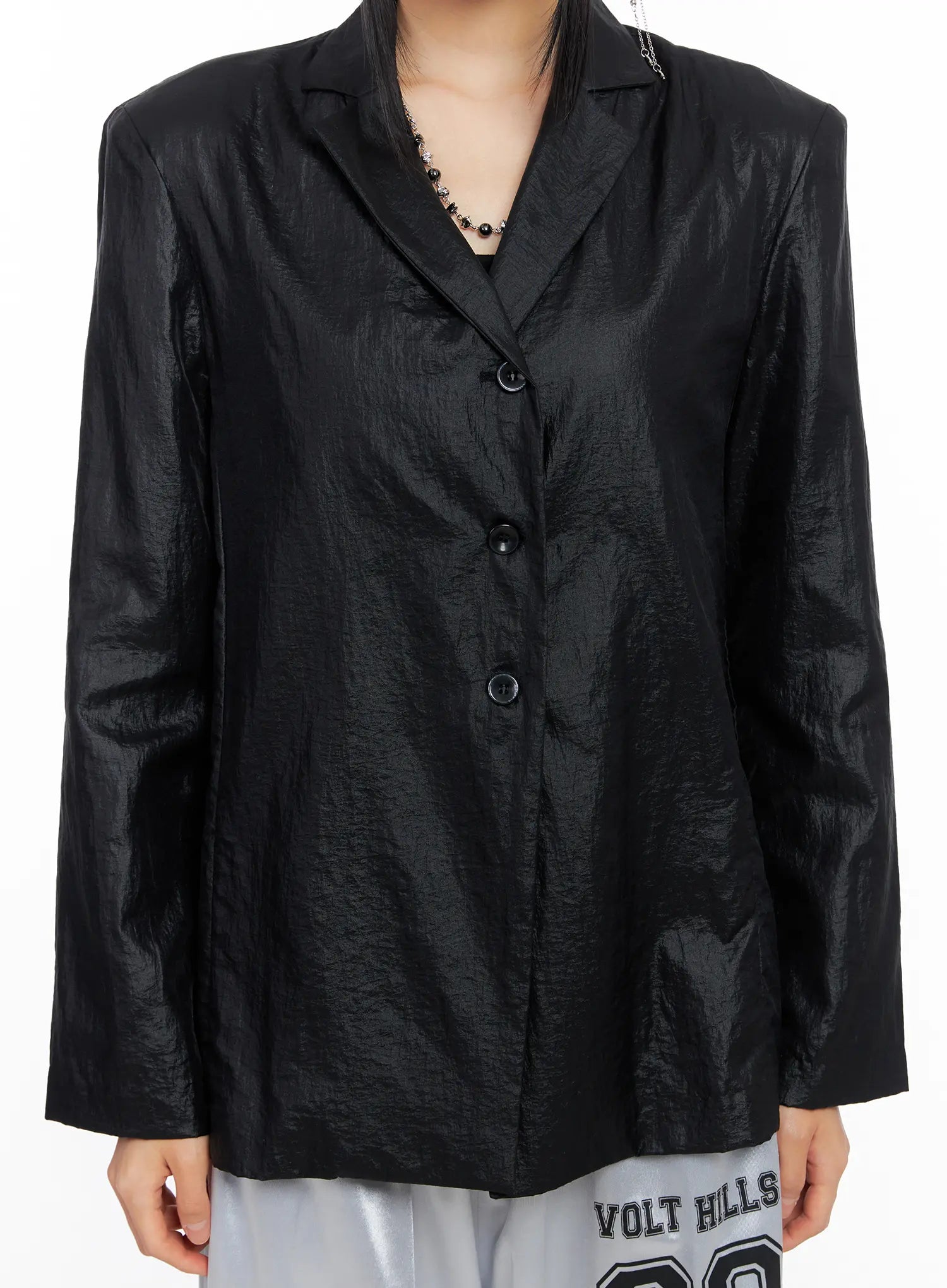 Black Nylon Slim Fit Jacket CS511