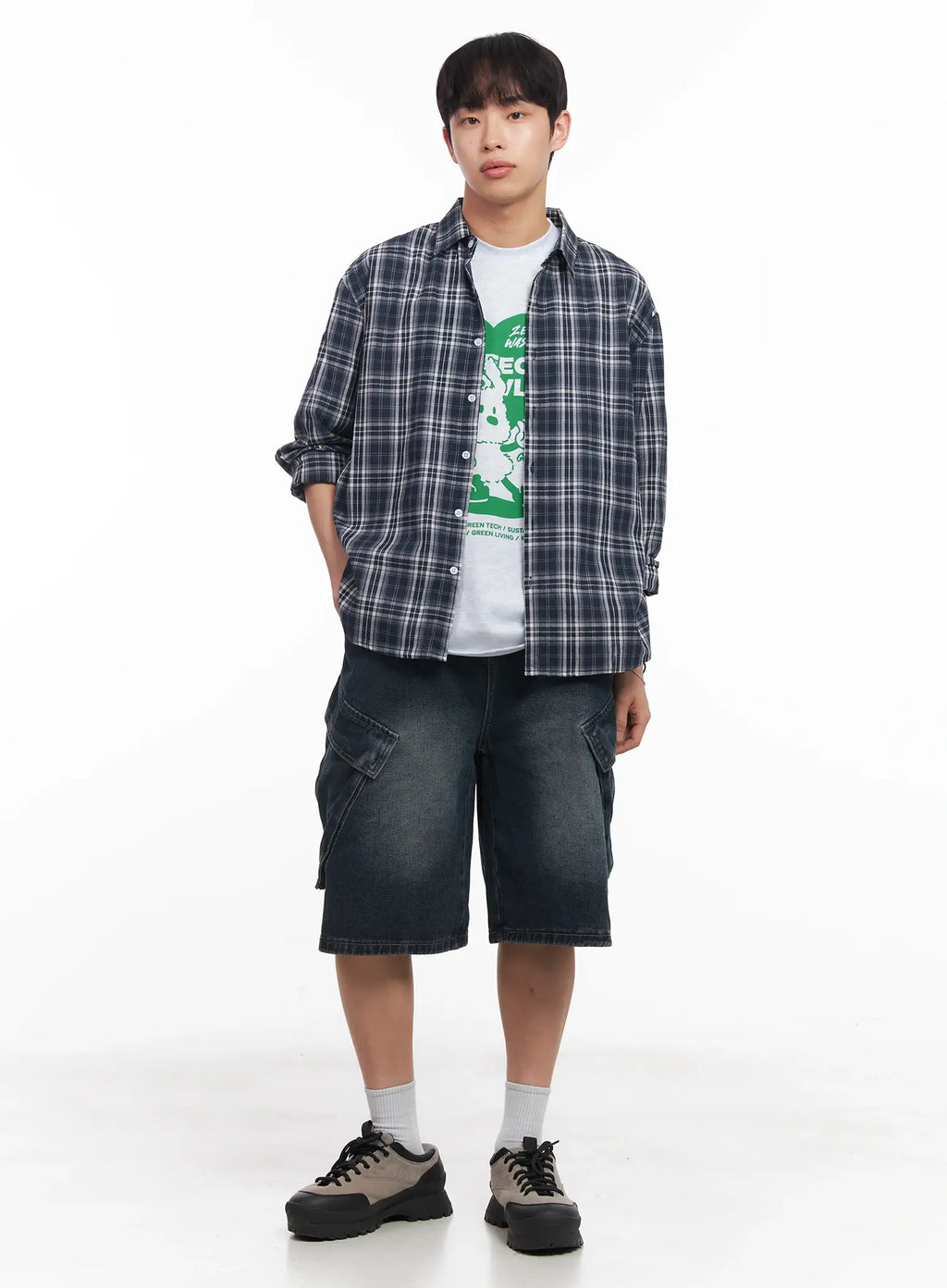 Men's Loose-Fit Flannel Shirt IU519