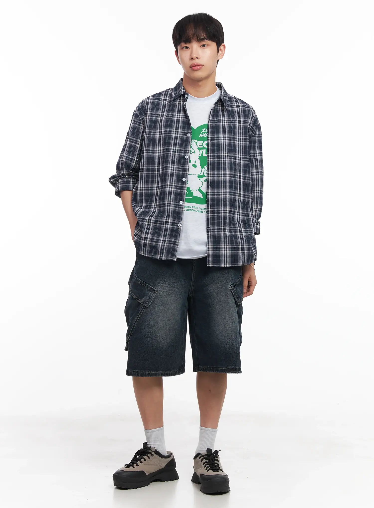 Men's Loose-Fit Flannel Shirt IU519