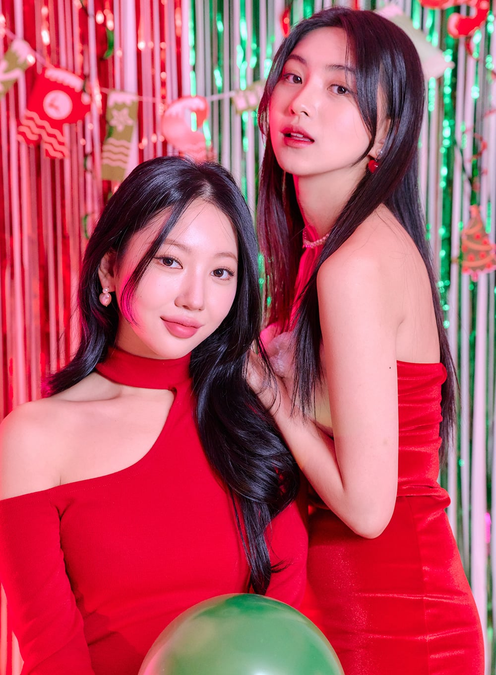 Pearl Red Heart Earrings BD09