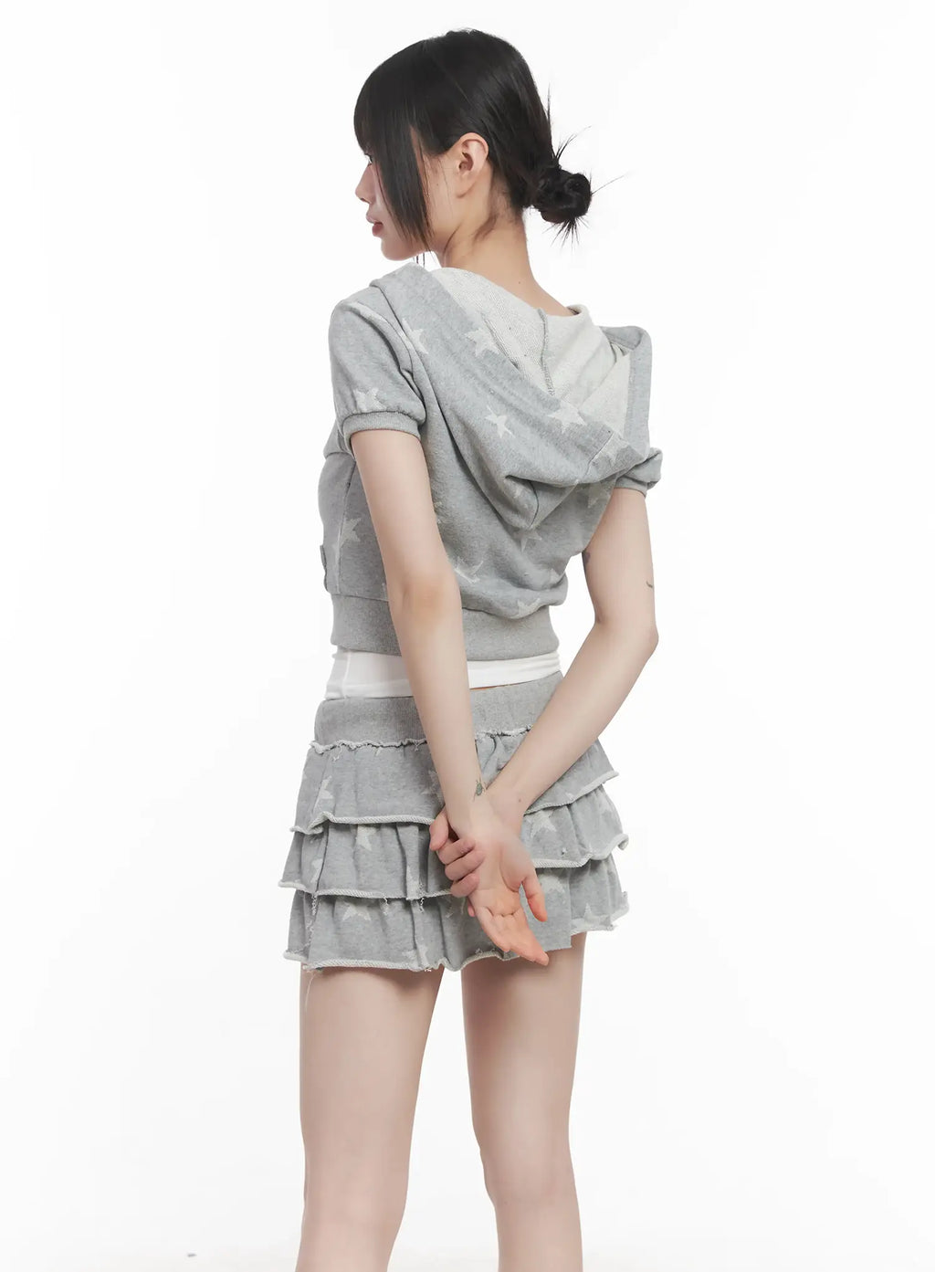 Star Print Short-Sleeve Hoodie CU518