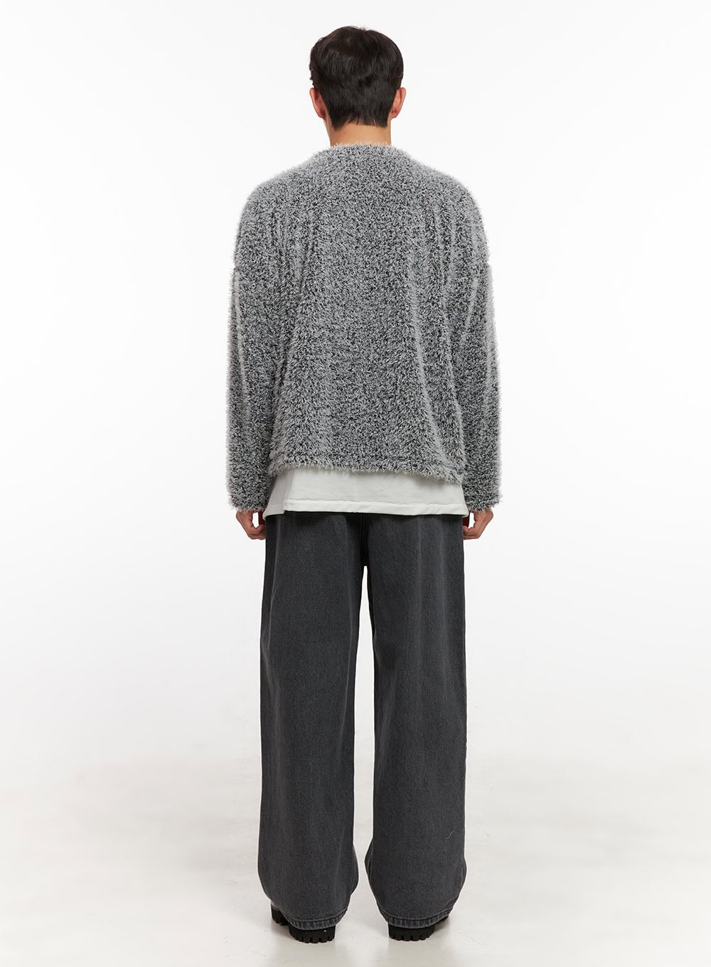 Men's Fuzzy Buttoned Cardigan ID427