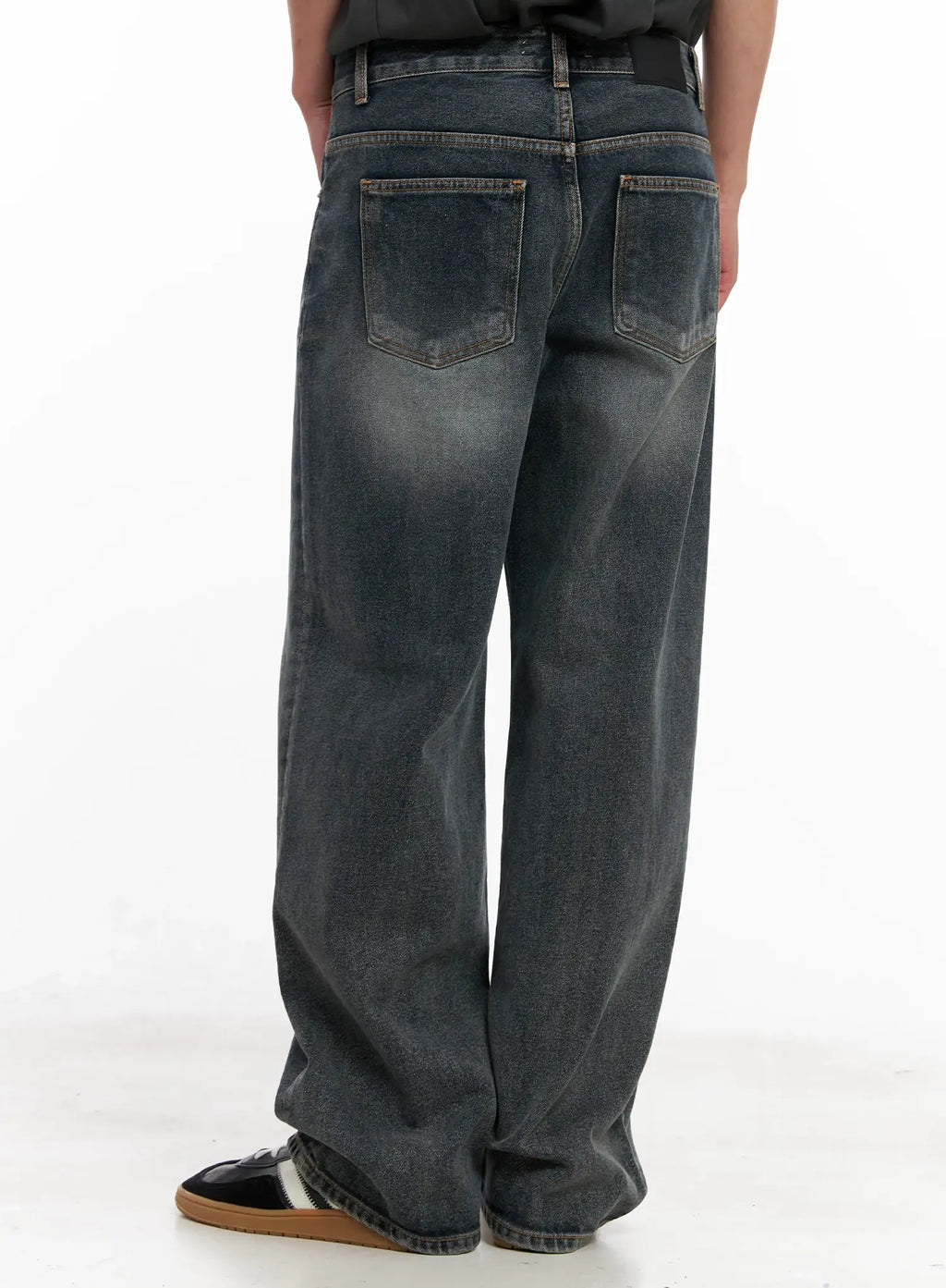 Men's Washed Wide-Leg Jeans IL518