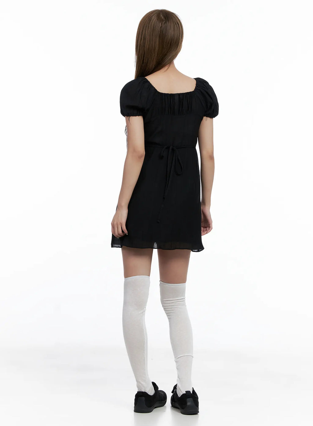 Shirred Puff-Sleeve Mini Dress CL510