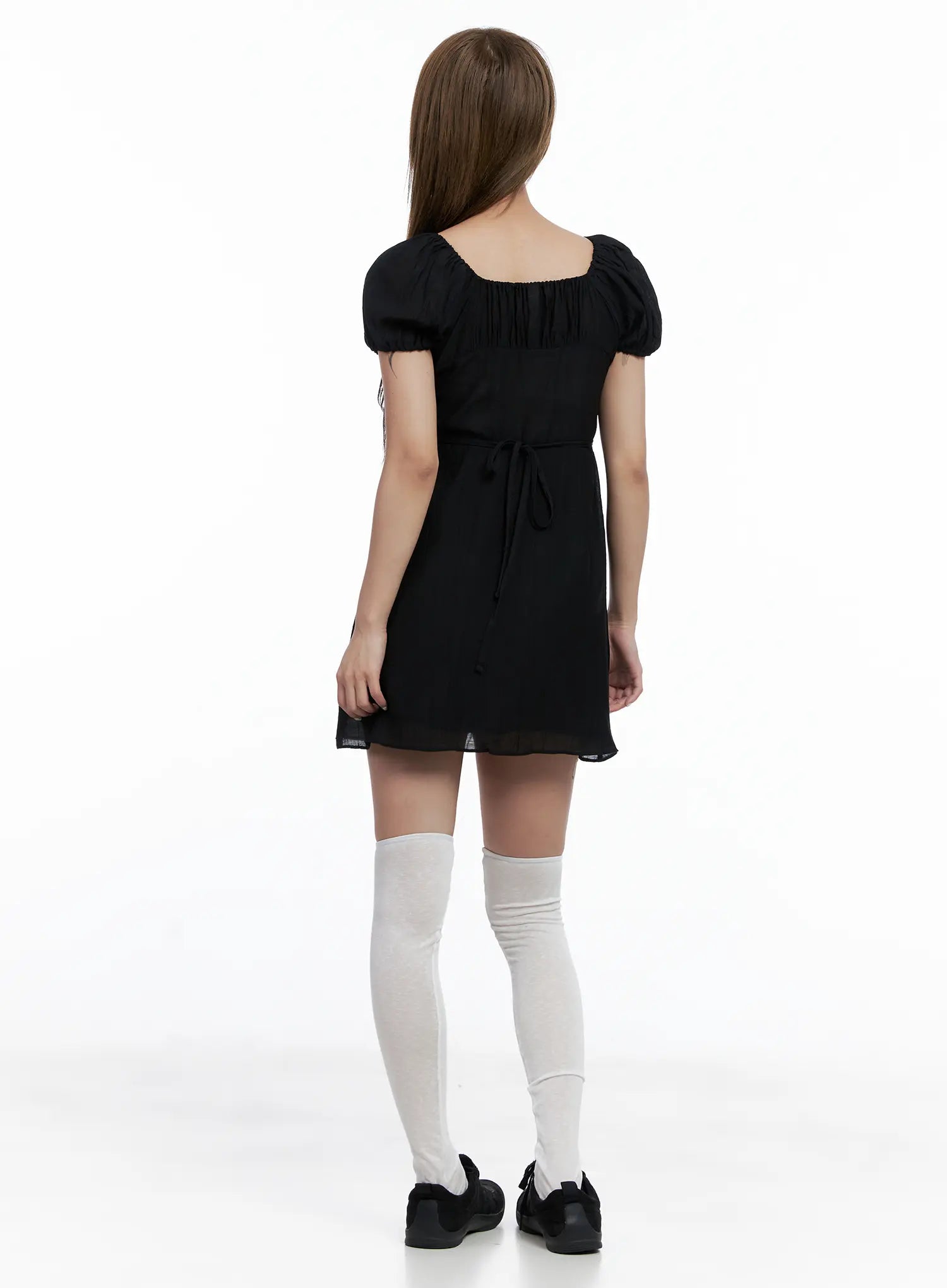 Shirred Puff-Sleeve Mini Dress CL510