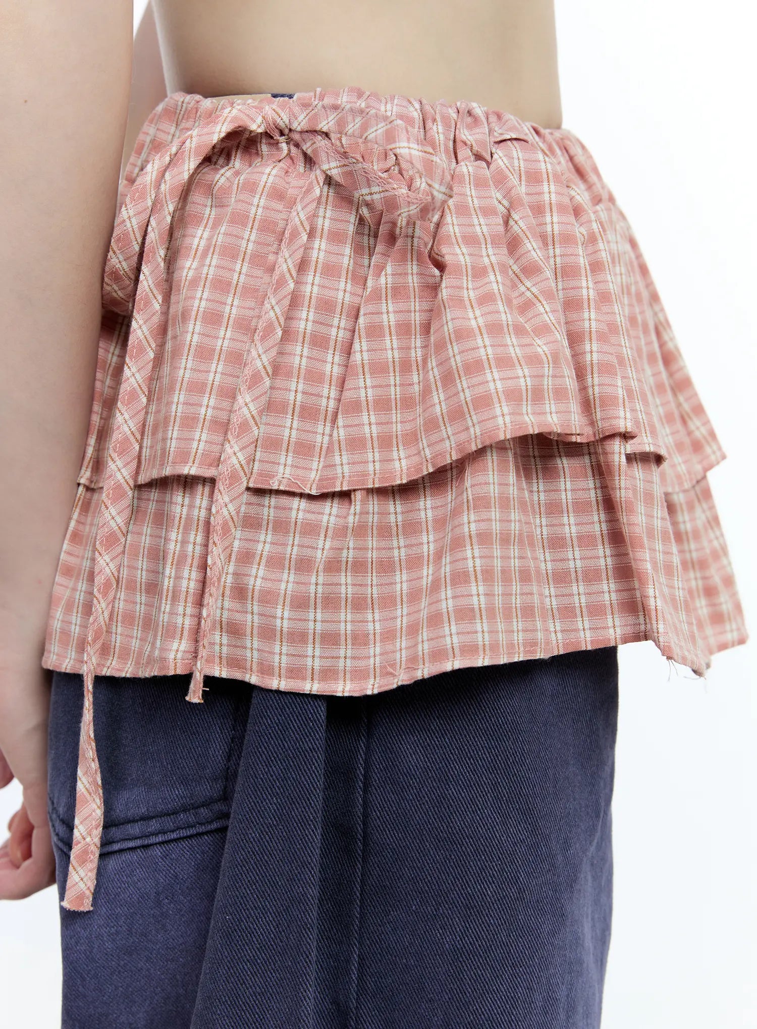 Plaid Layered Wrap Mini Skirt CG507