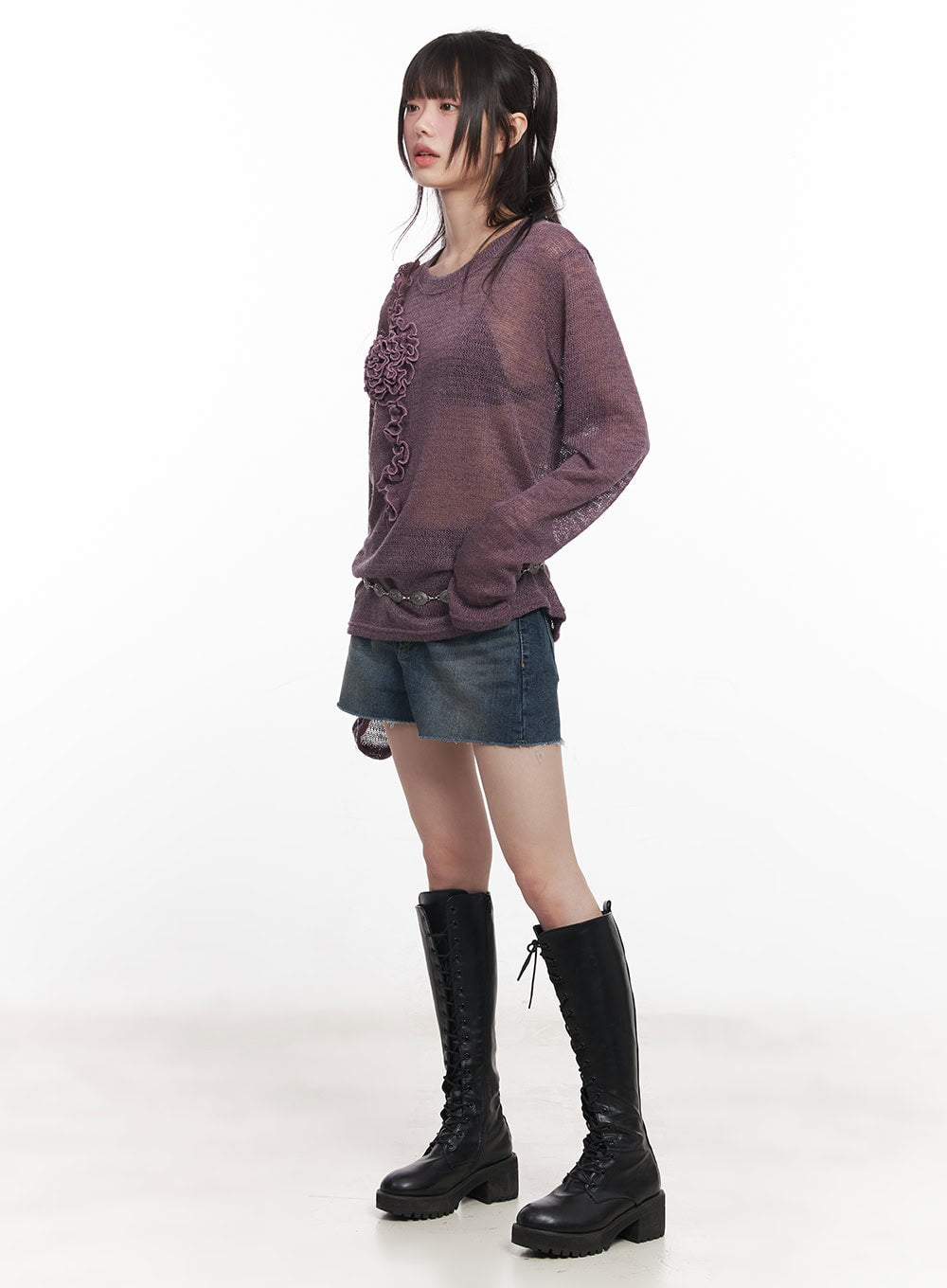 Sheer Loose-Fit Flower Sweater CY520