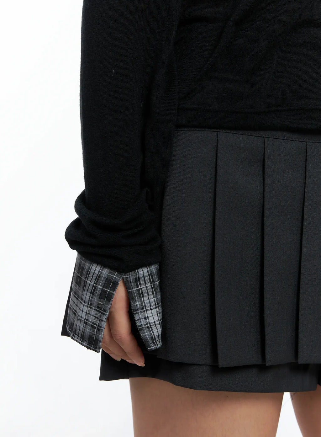 Plaid Off-Shoulder Long-Sleeve Top CS504