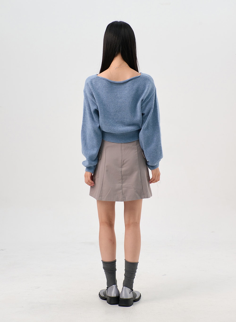 V-Neck Puff Sleeve Sweater OS302