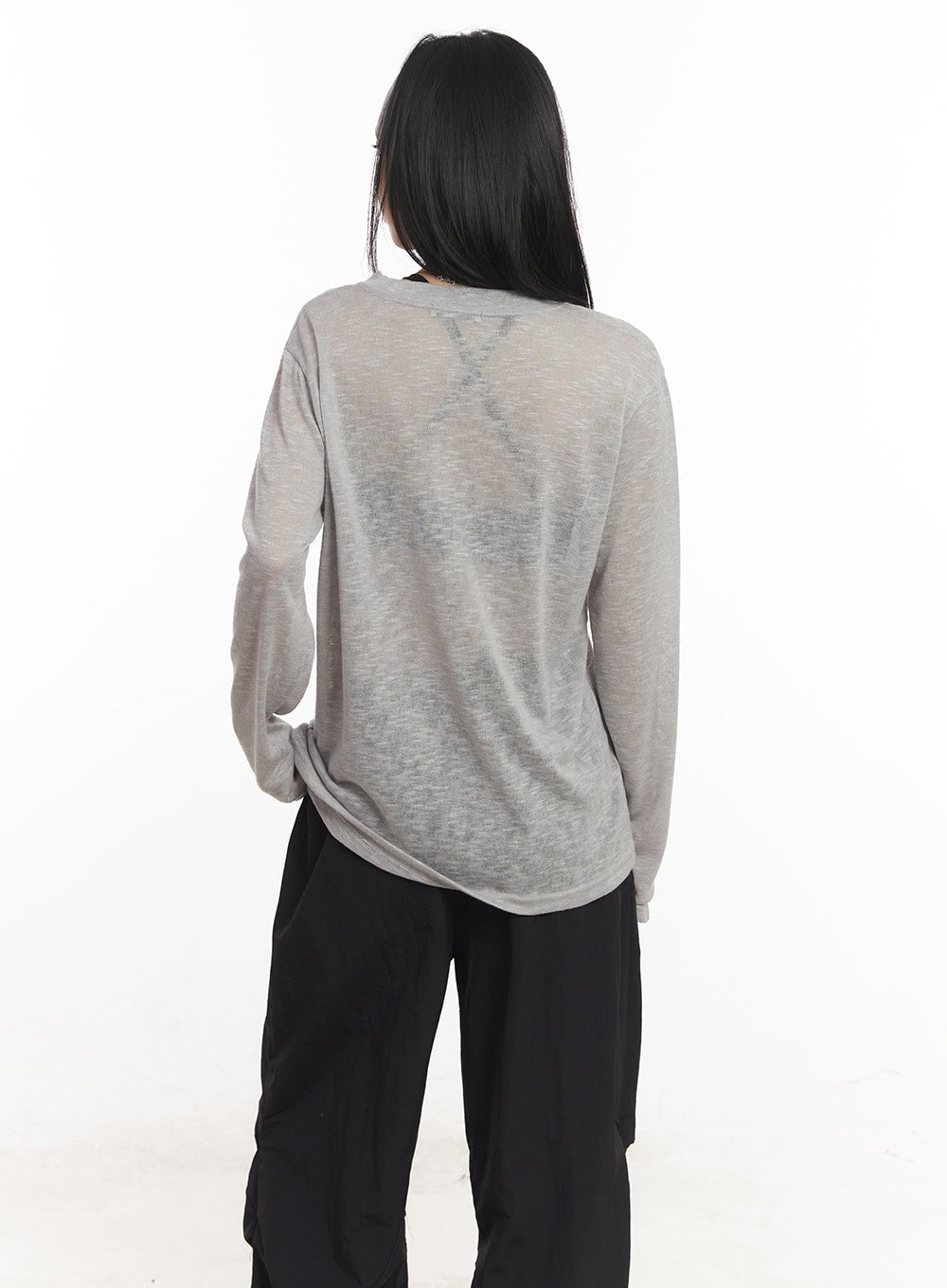 Sheer Art Graphic Long-Sleeve Top CA504