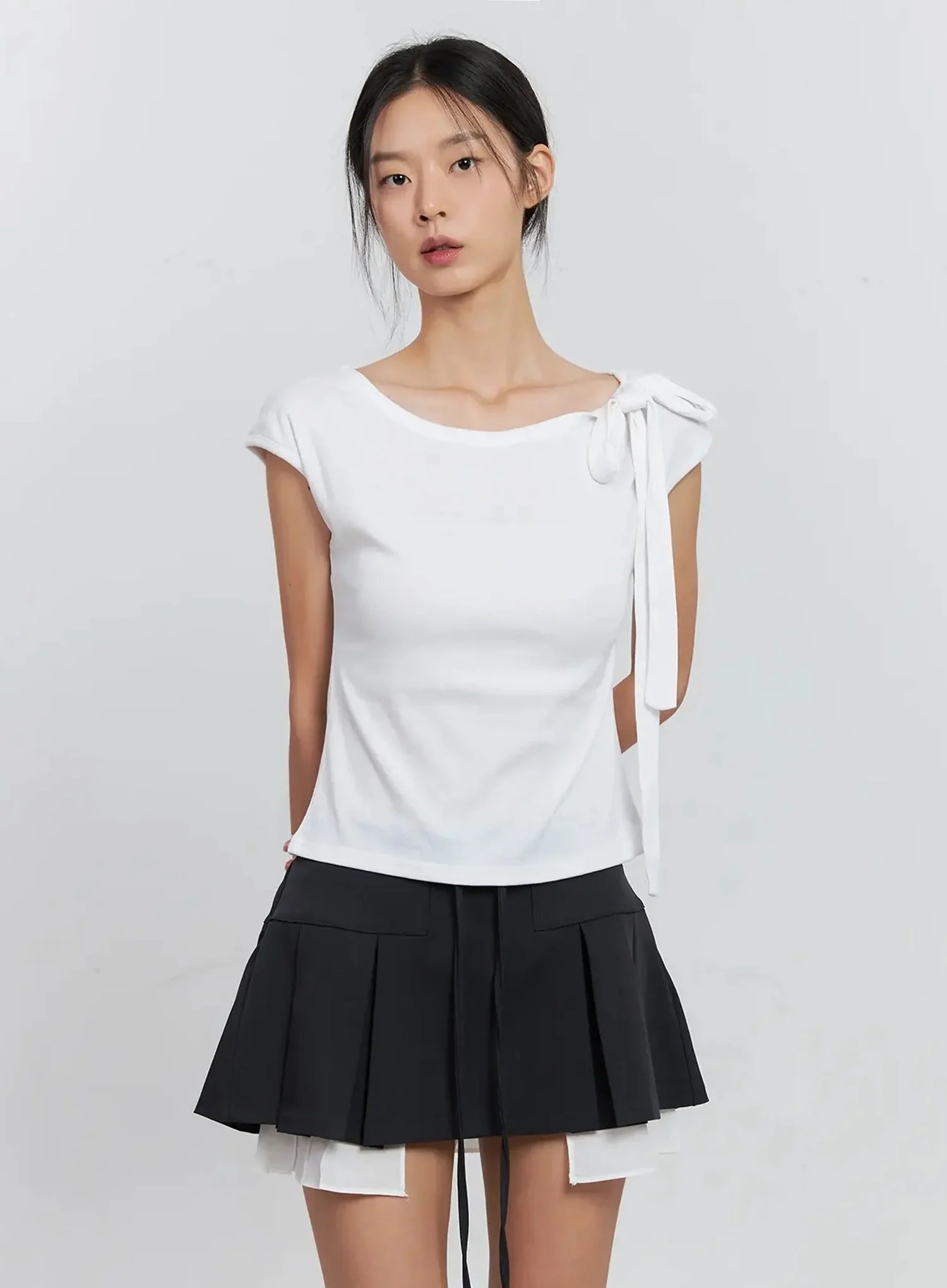 Cap Sleeve Bow Tie Top IS516