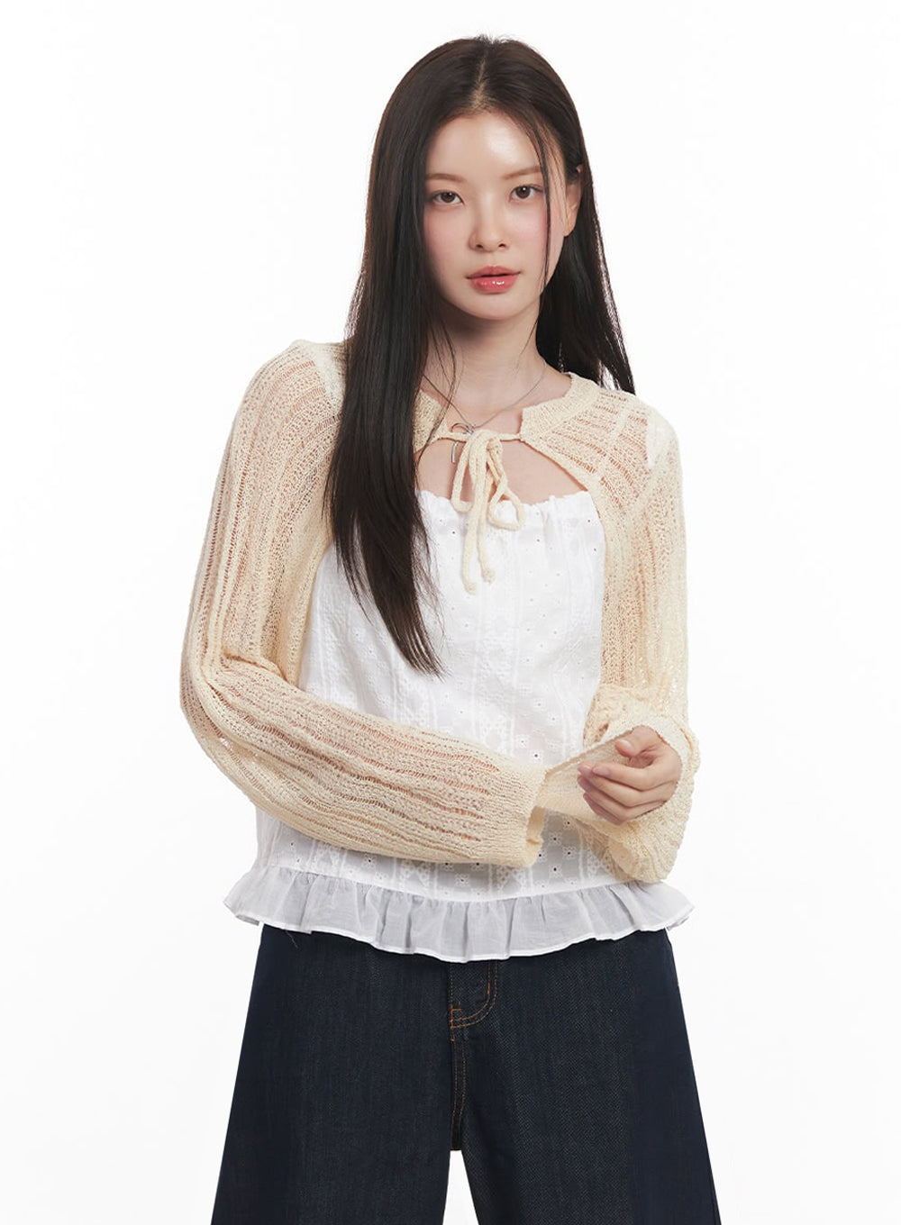 Sheer Knit Bolero Cardigan IY509
