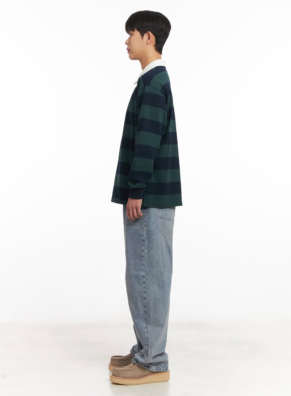 Men's Striped Long-Sleeve Collared Shirt IM514