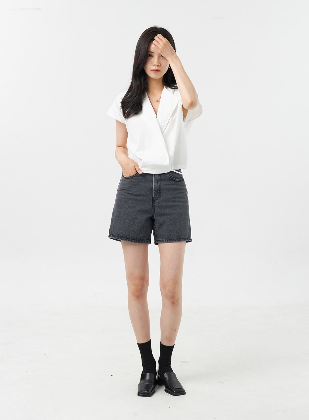 Wide Denim Shorts OU309