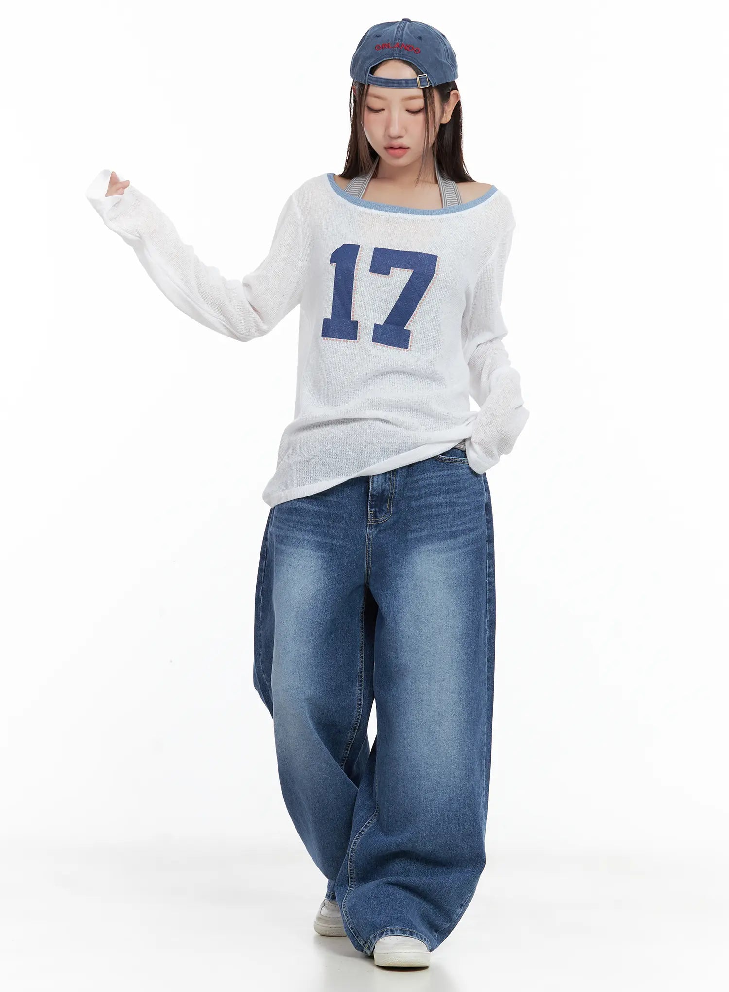 Hayoung Washed Wide-Leg Denim Jeans CL509