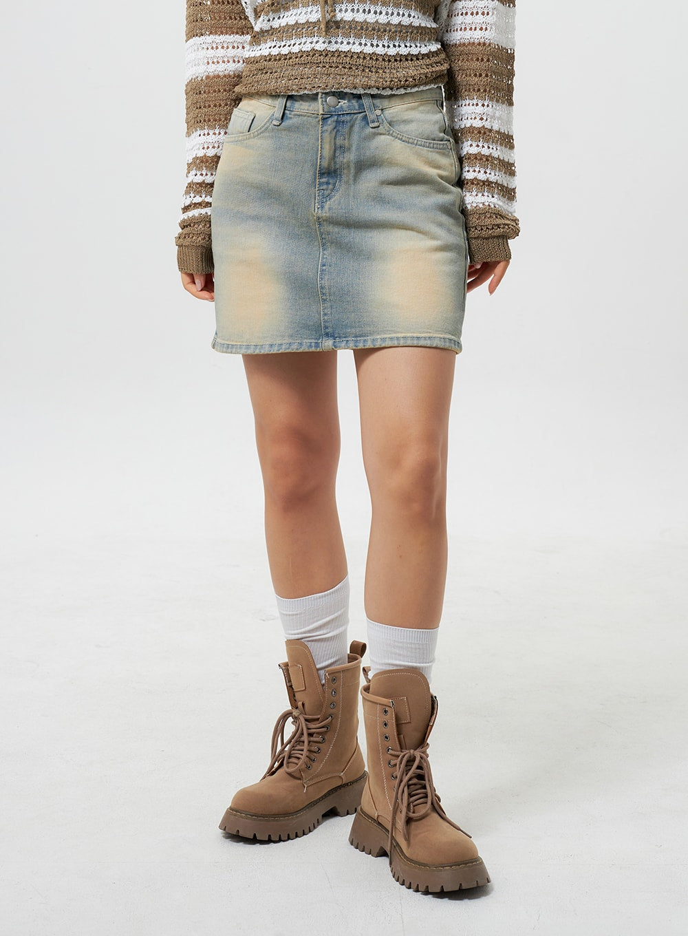 Light Wash Denim Mini Skirt CY324