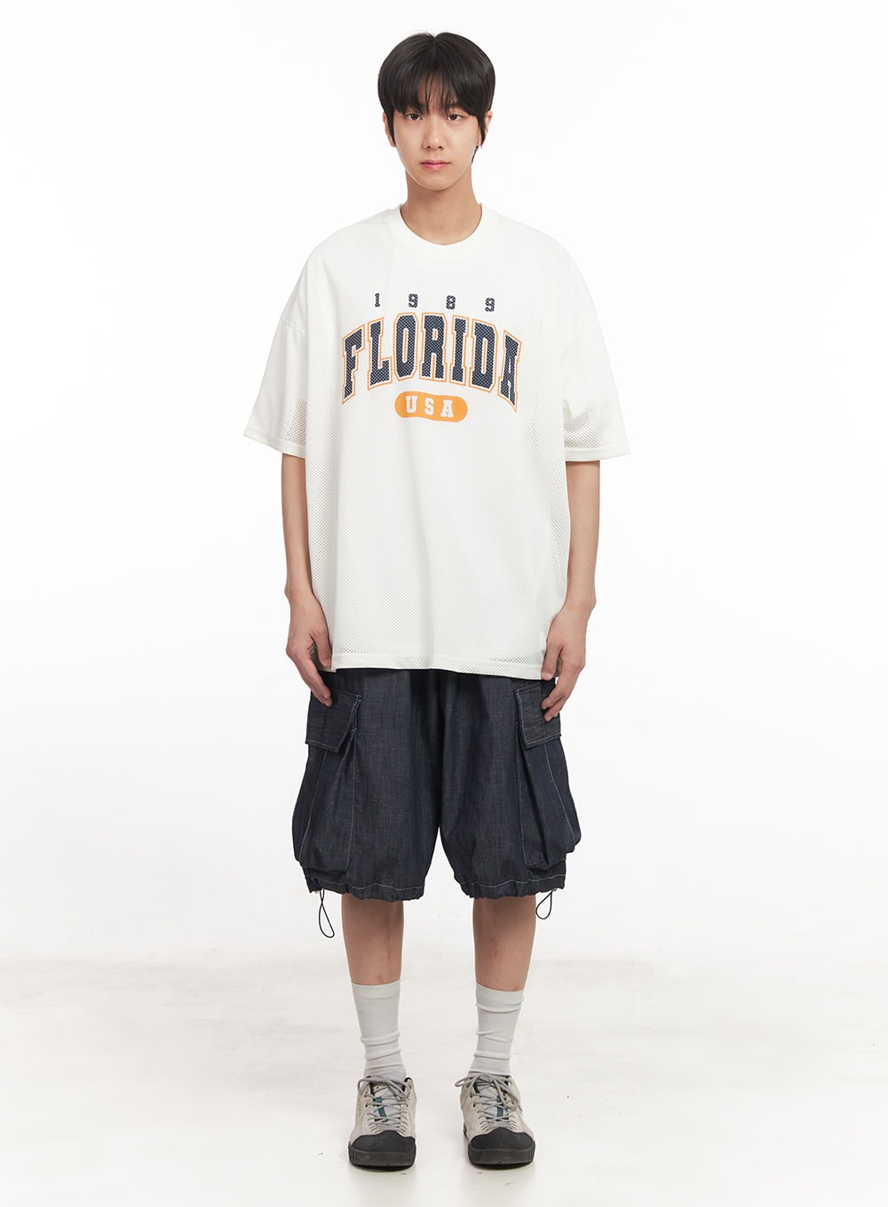 Men's Oversized Graphic Mesh T-Shirt IA510