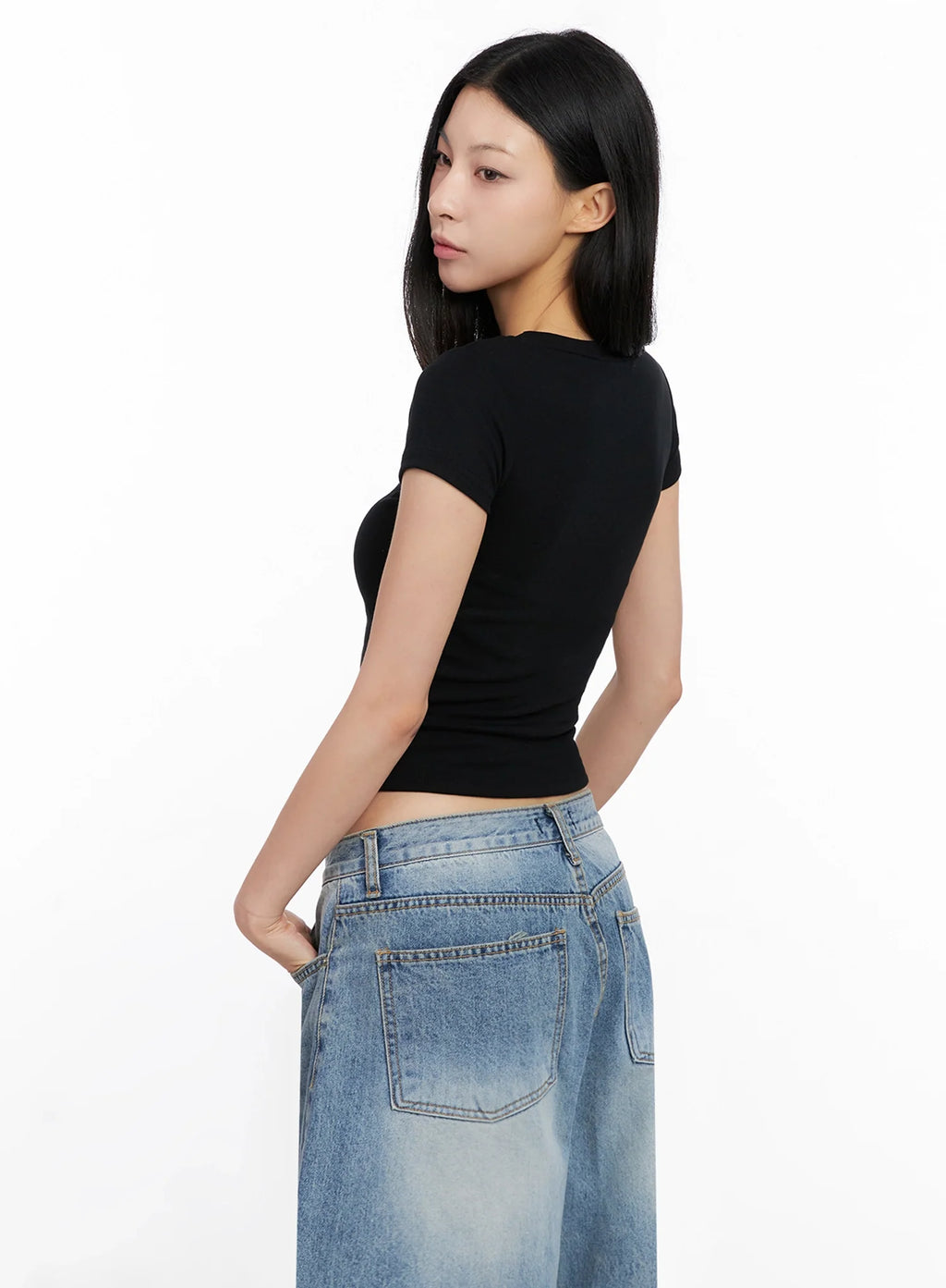 Basic Ribbed Cropped Tee IG508