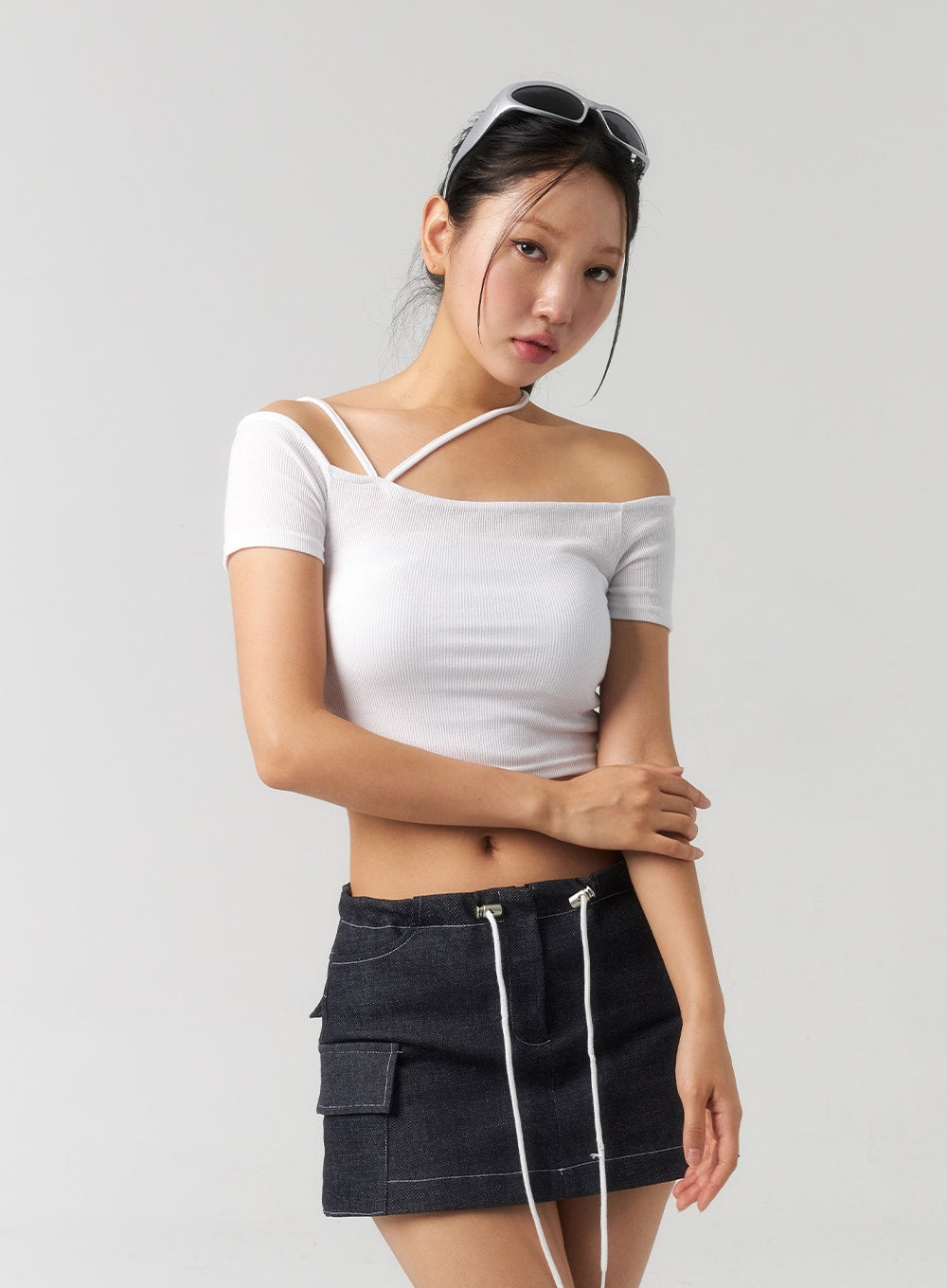 Off-Shoulder Cropped Tee CU326