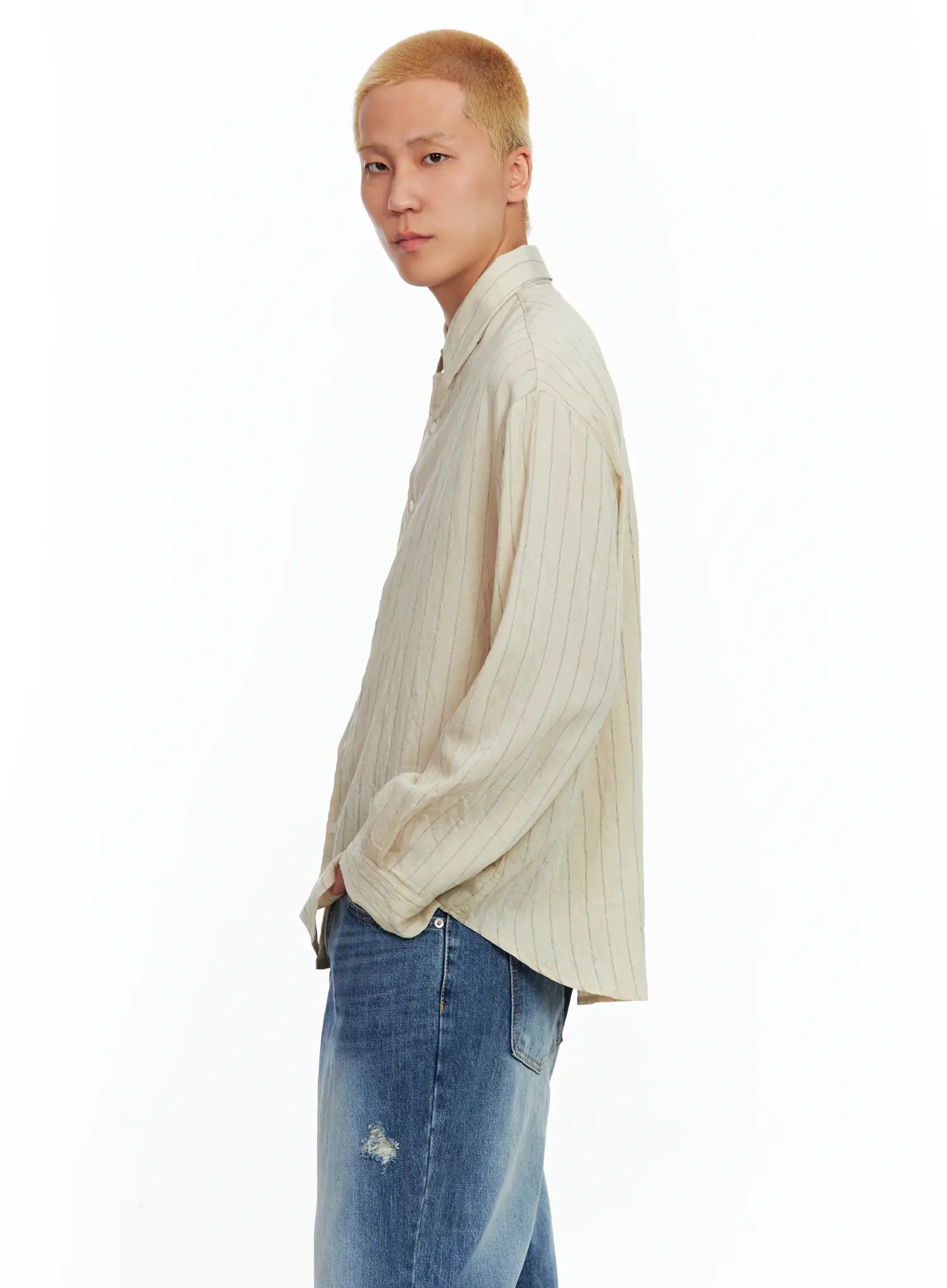 Men's Linen Button-Up Shirt IL514