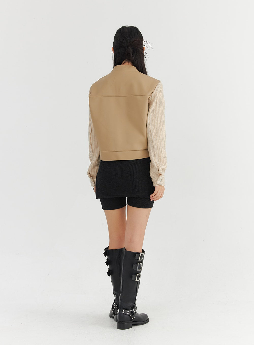 Two-Tone Faux Leather Jacket CO325