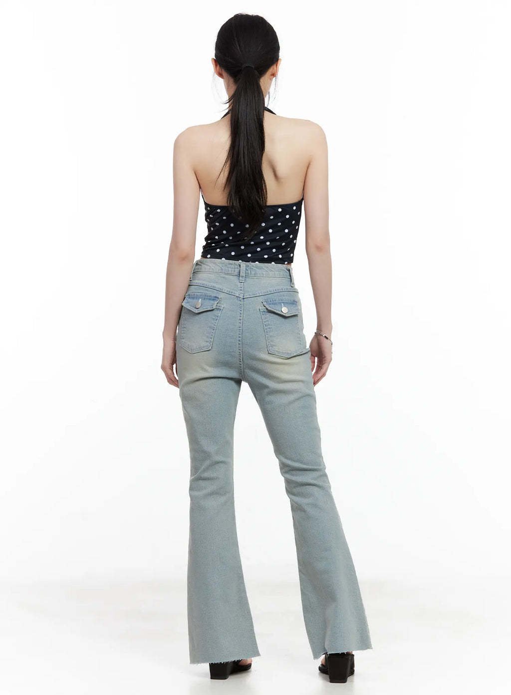 V-Neck Polka Dot Halter Top CL501