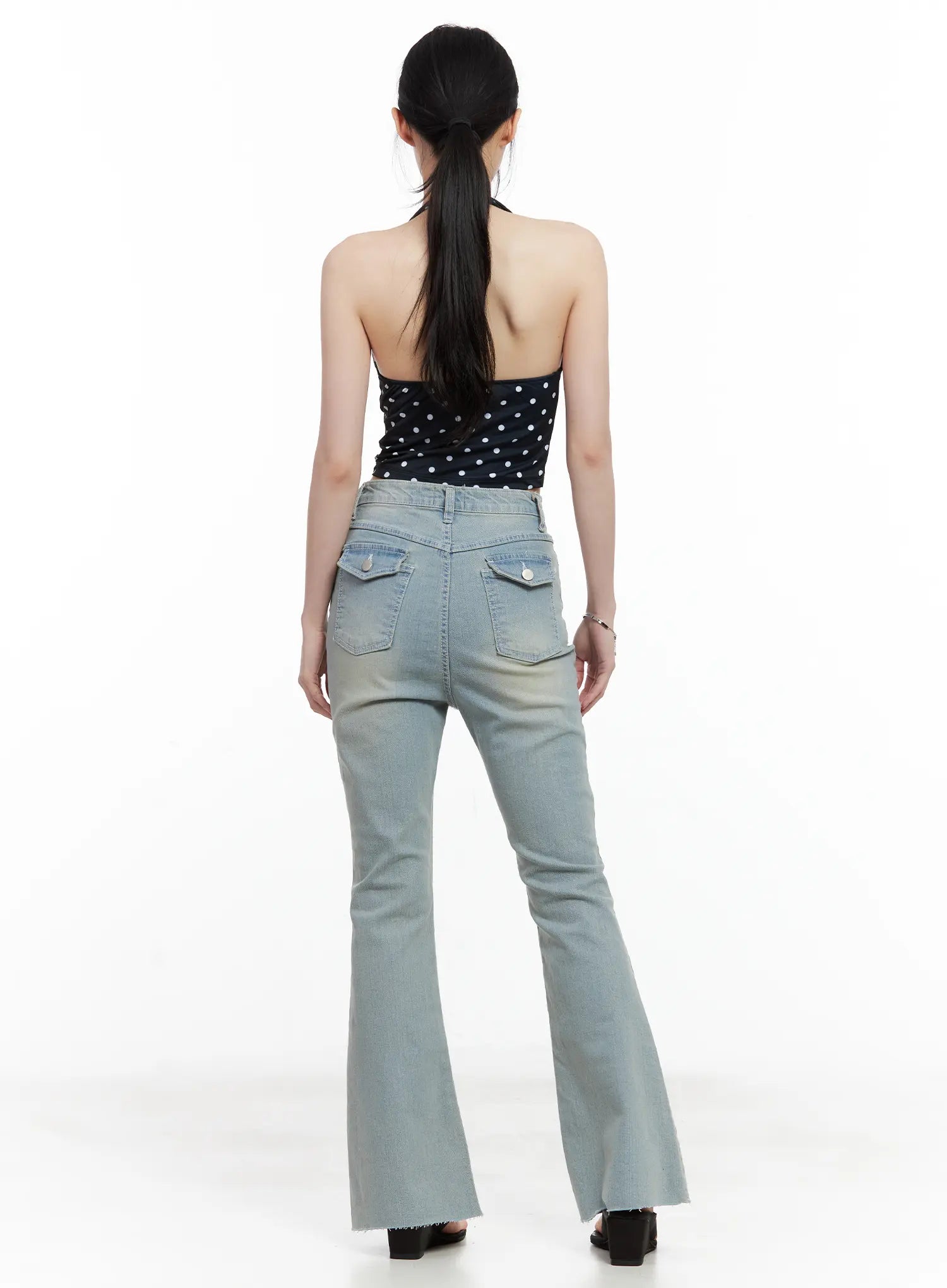 V-Neck Polka Dot Halter Top CL501