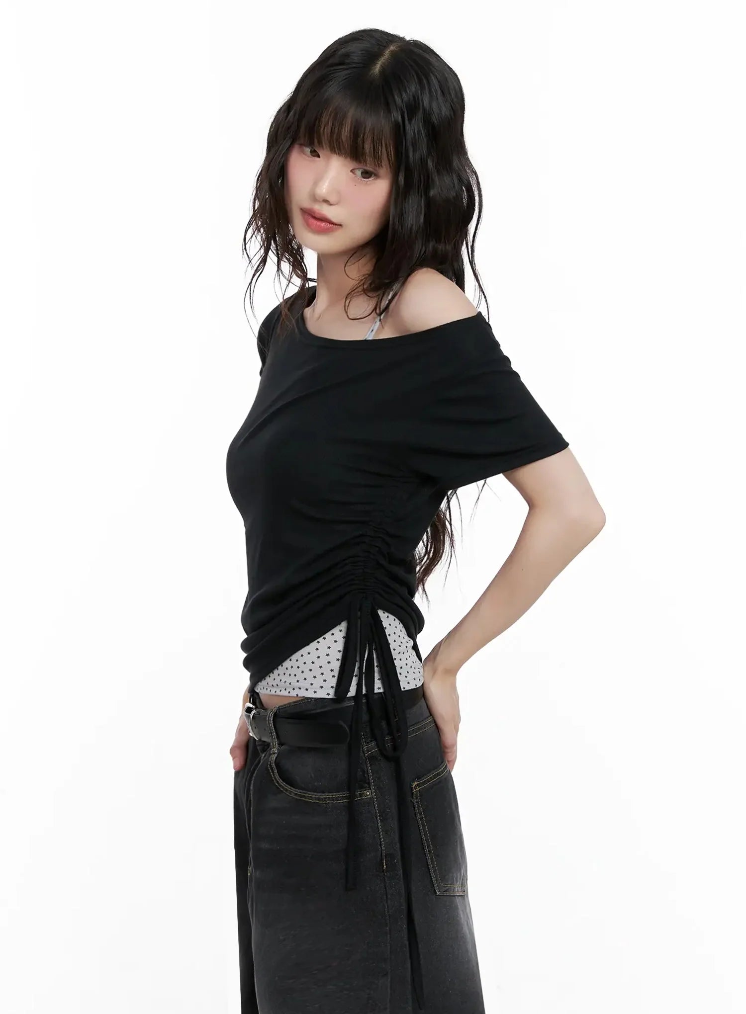 Off-Shoulder Ruched Top IL528