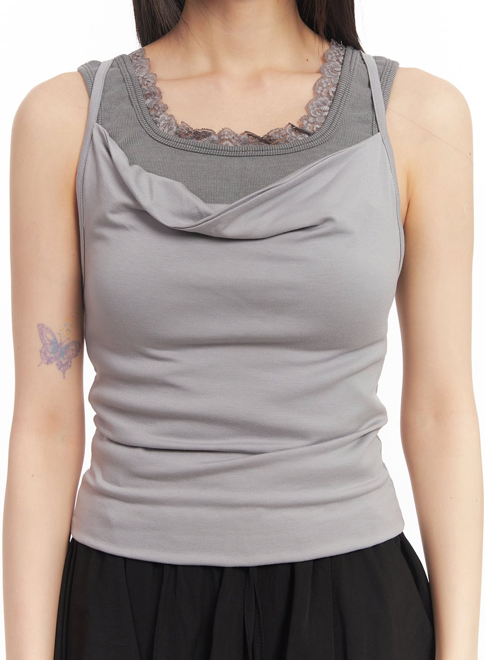 Slim-Fit Layered Lace Tank Top CA523