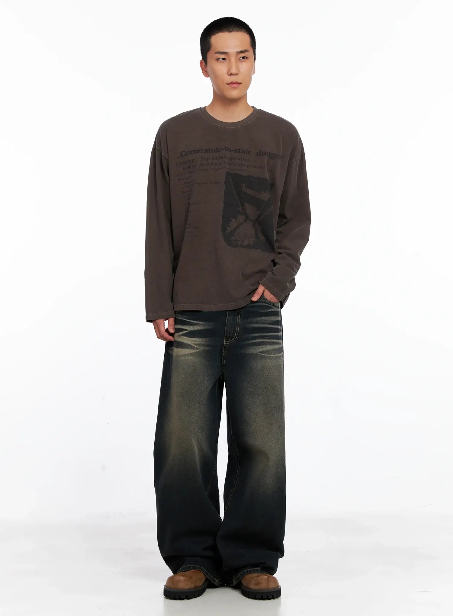 Men's Edgy Graphic Long Sleeve Tee IS509
