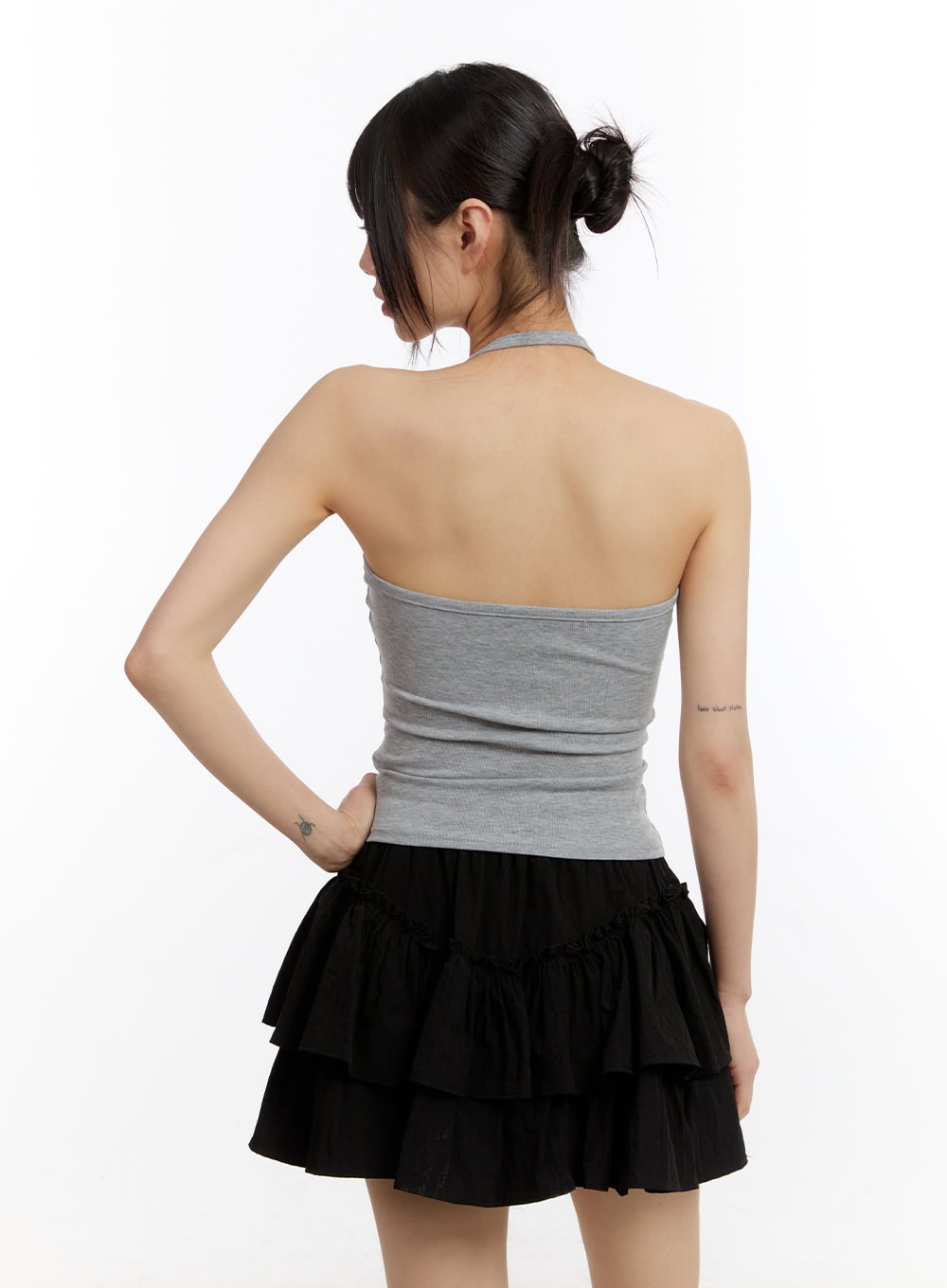 Stripe Long-Sleeve Crop Top with Tank Top CA508