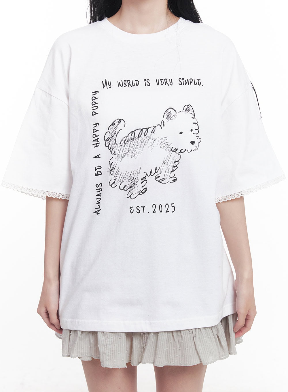 Lace Graphic Oversize T-Shirt CY526