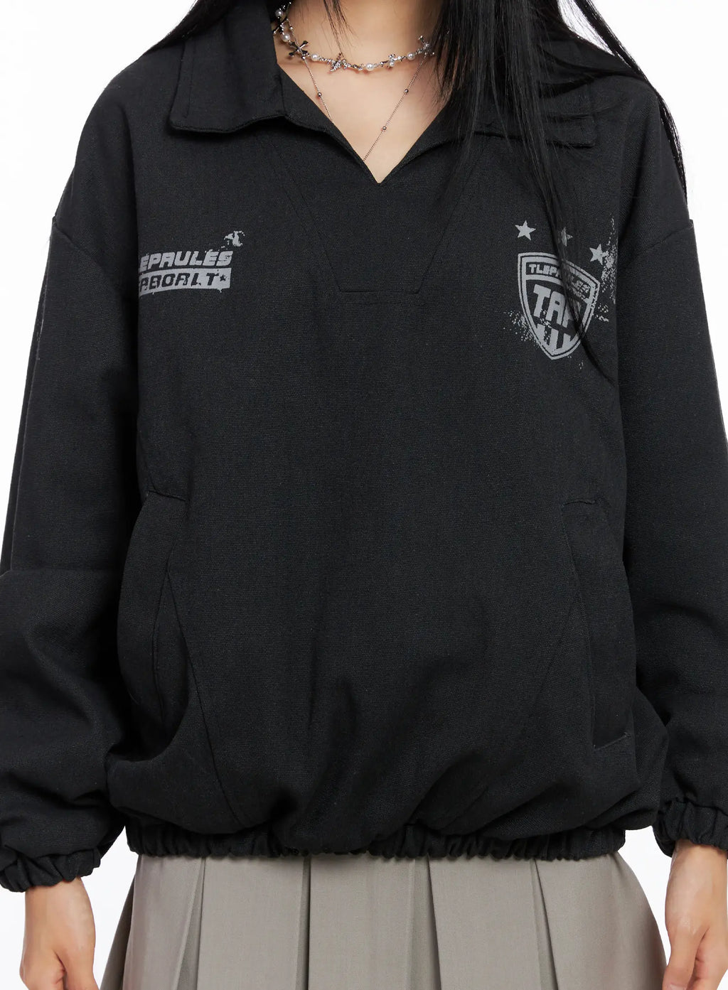 Casual Oversized Graphic Banding Sweatshirt CS509