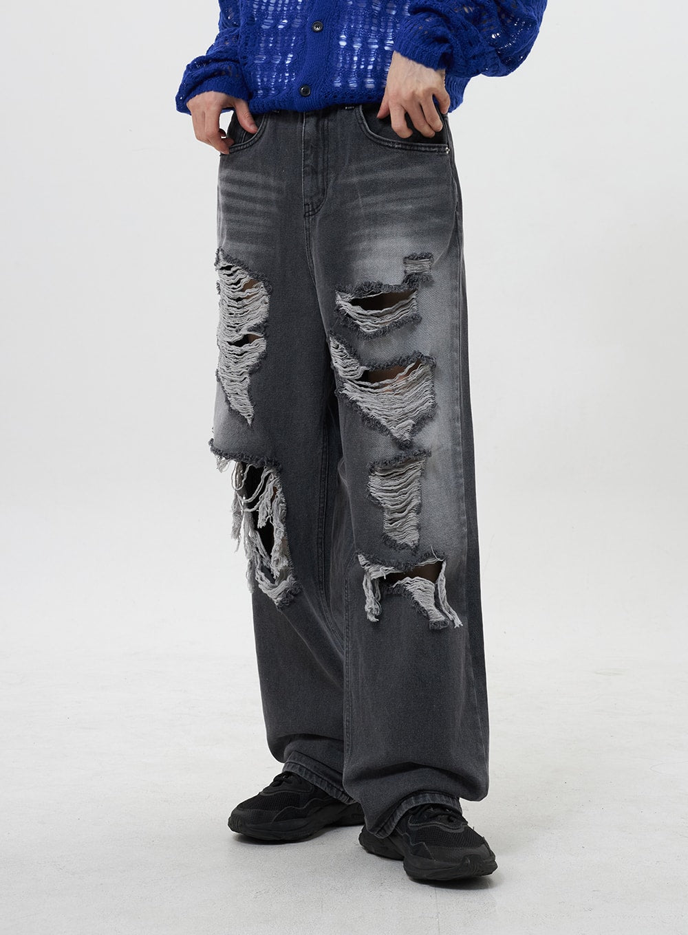 Wide Leg Ripped Jeans Unisex CY322