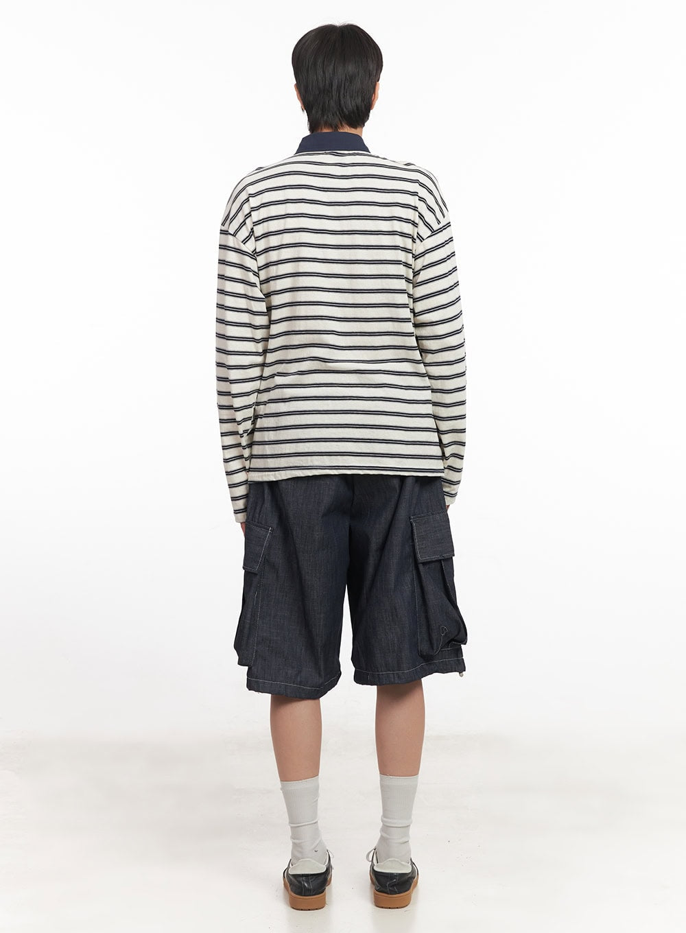 Men's Striped Long Sleeve Polo Shirt IA511