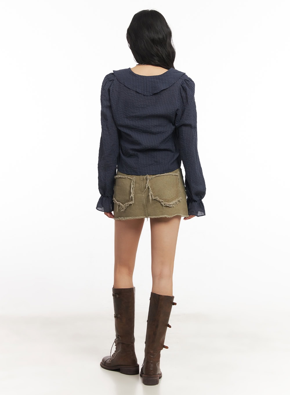 Distressed Cotton Mini Skirt CA503