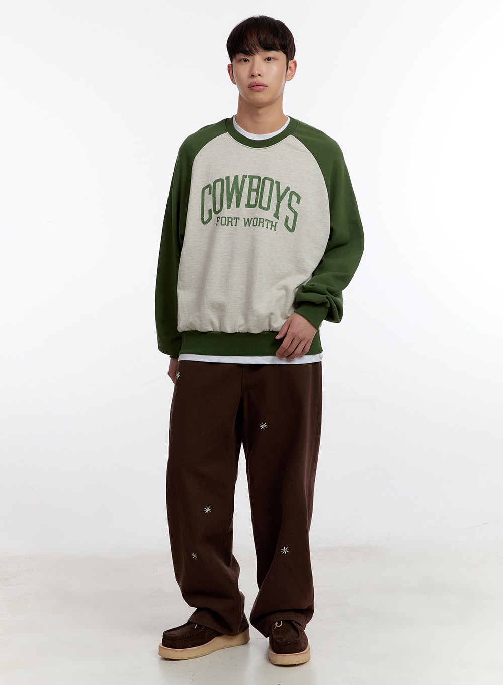 Men's Wide-Leg Pants with Embroidered Flowers IA504