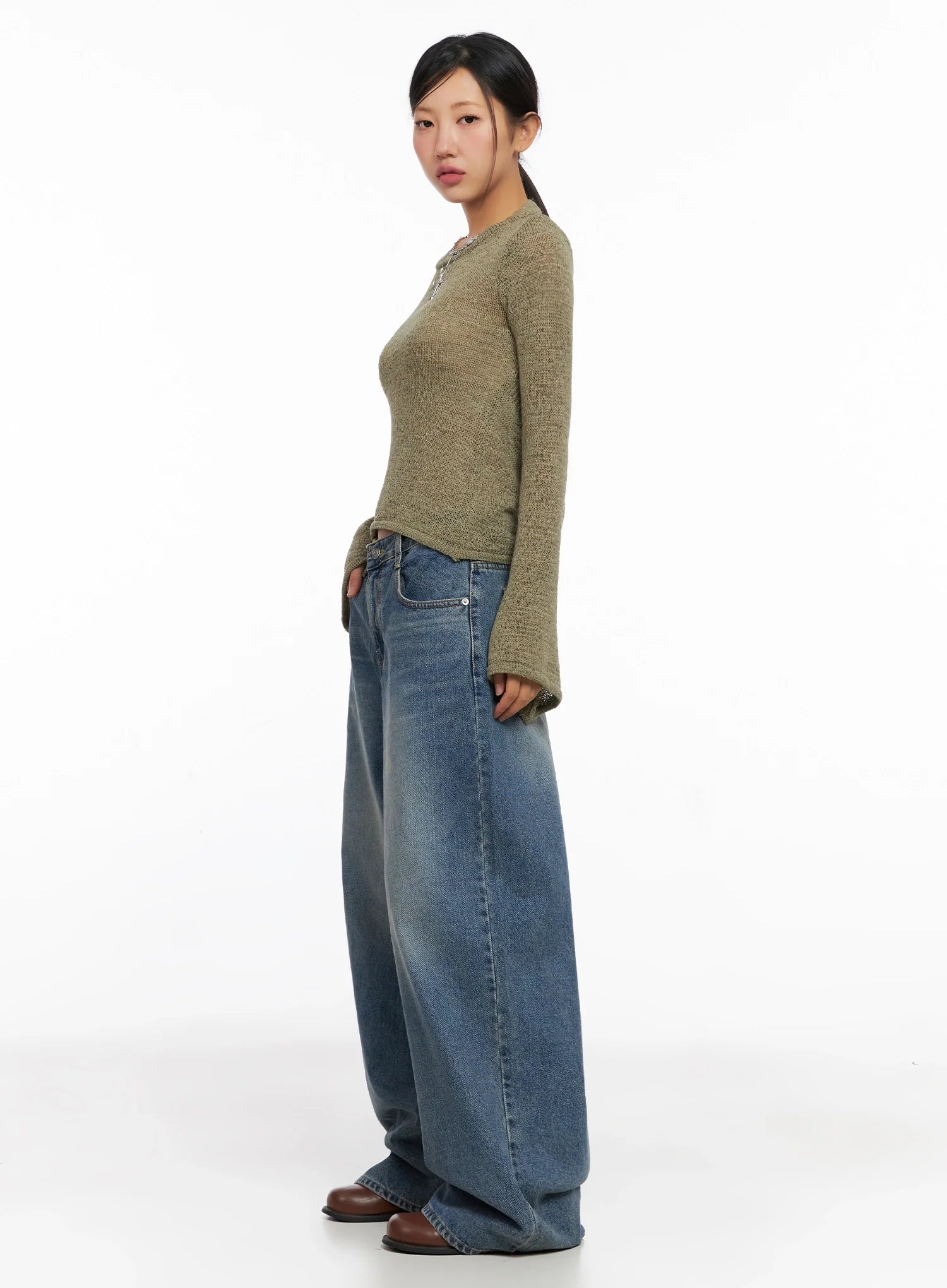Lilah Wide-Leg Washed Jeans IG527