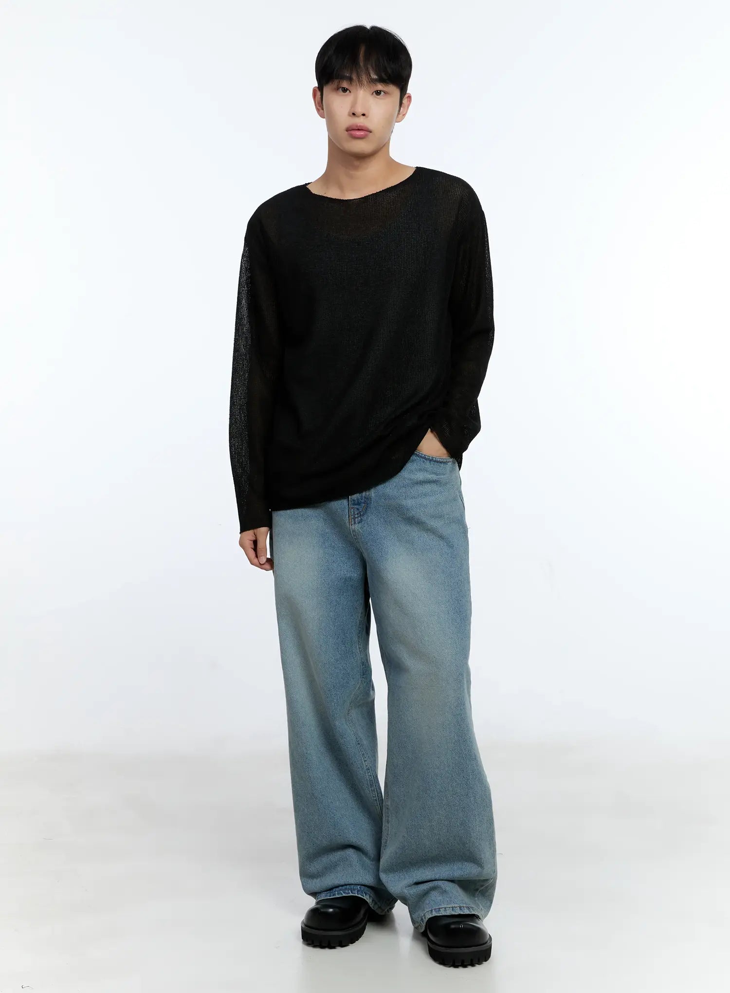 Men's Lightweight Long Sleeve Knit Top IG519