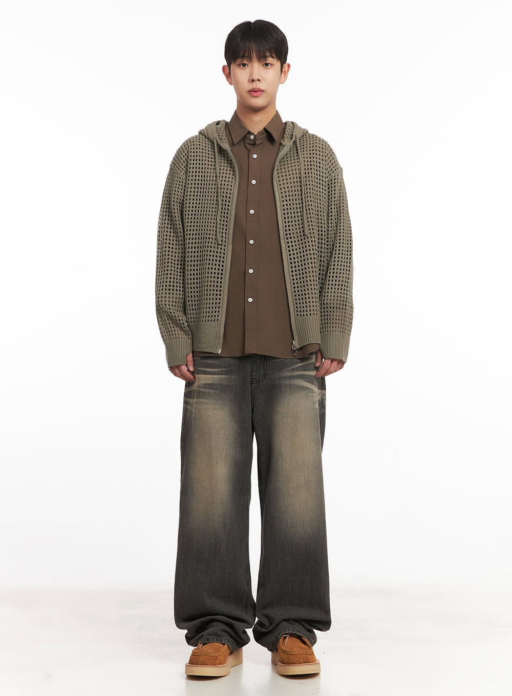 Men's Mesh Knit Hooded Zip-Up Jacket IM514