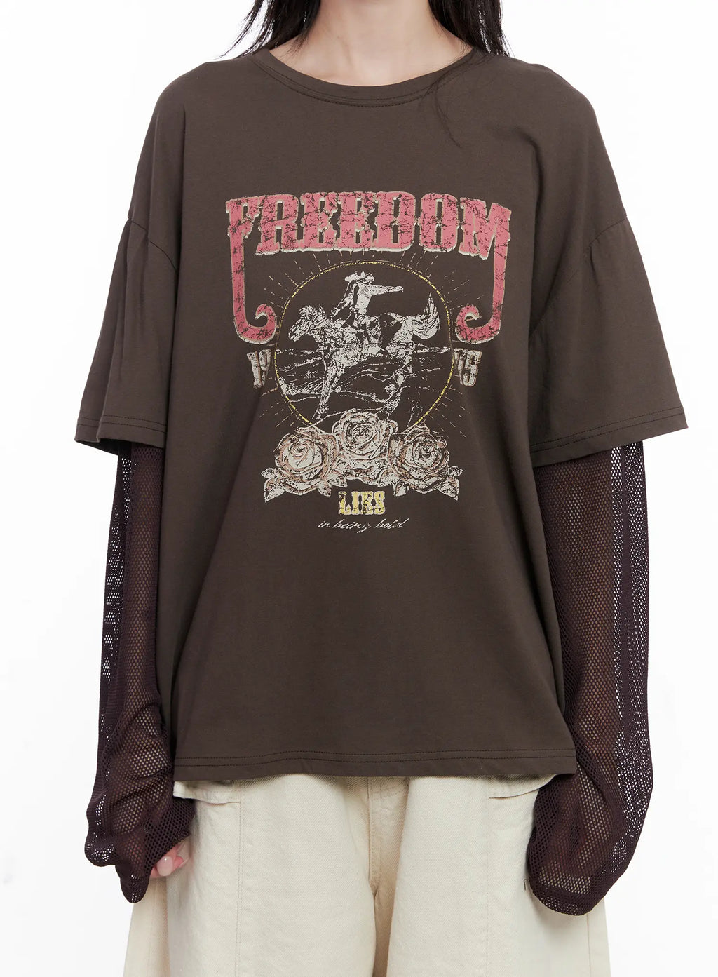 Vintage Graphic Layered Long Sleeve Top CS529