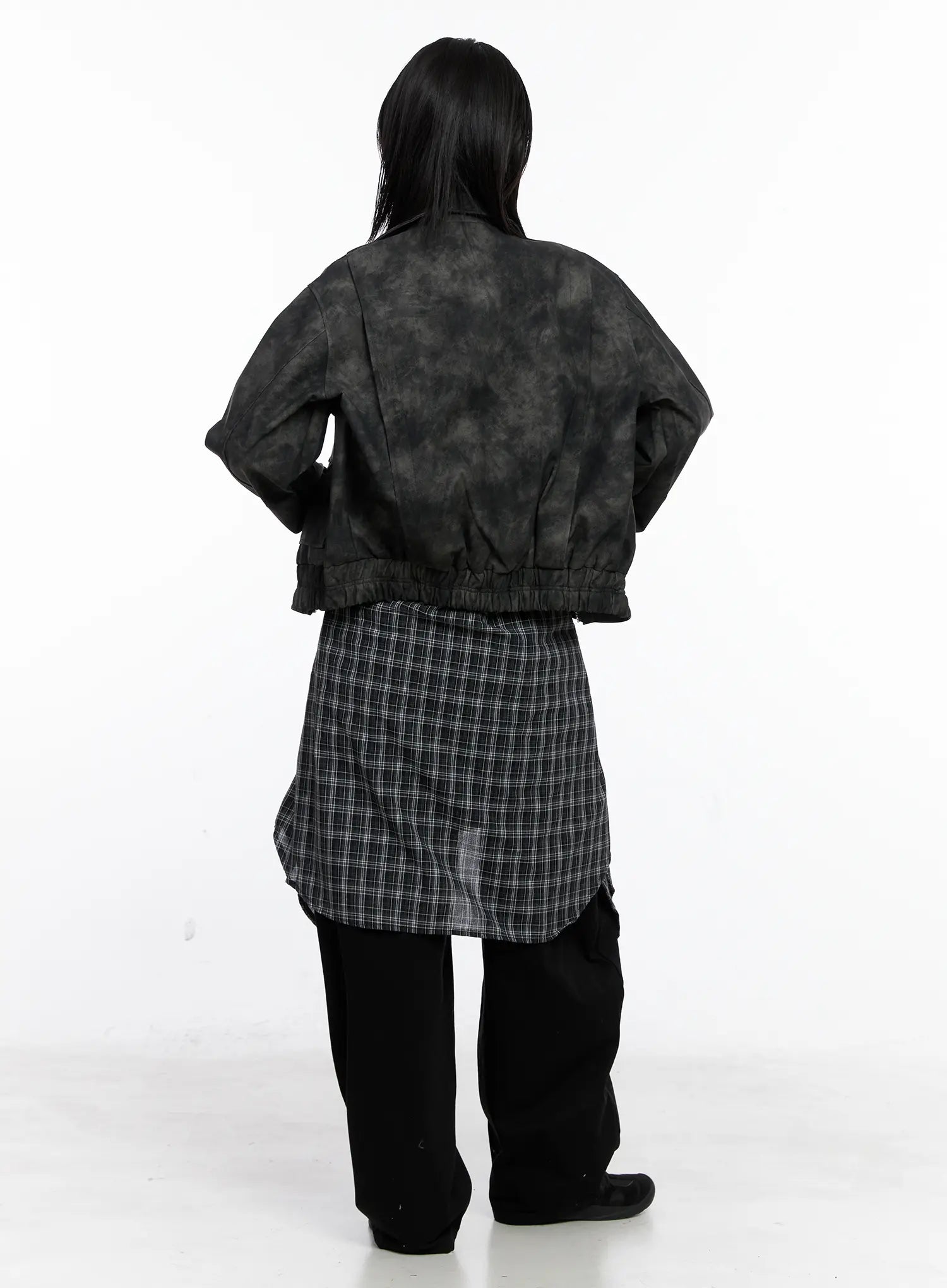 Vintage Washed Faux Leather Jacket CS512