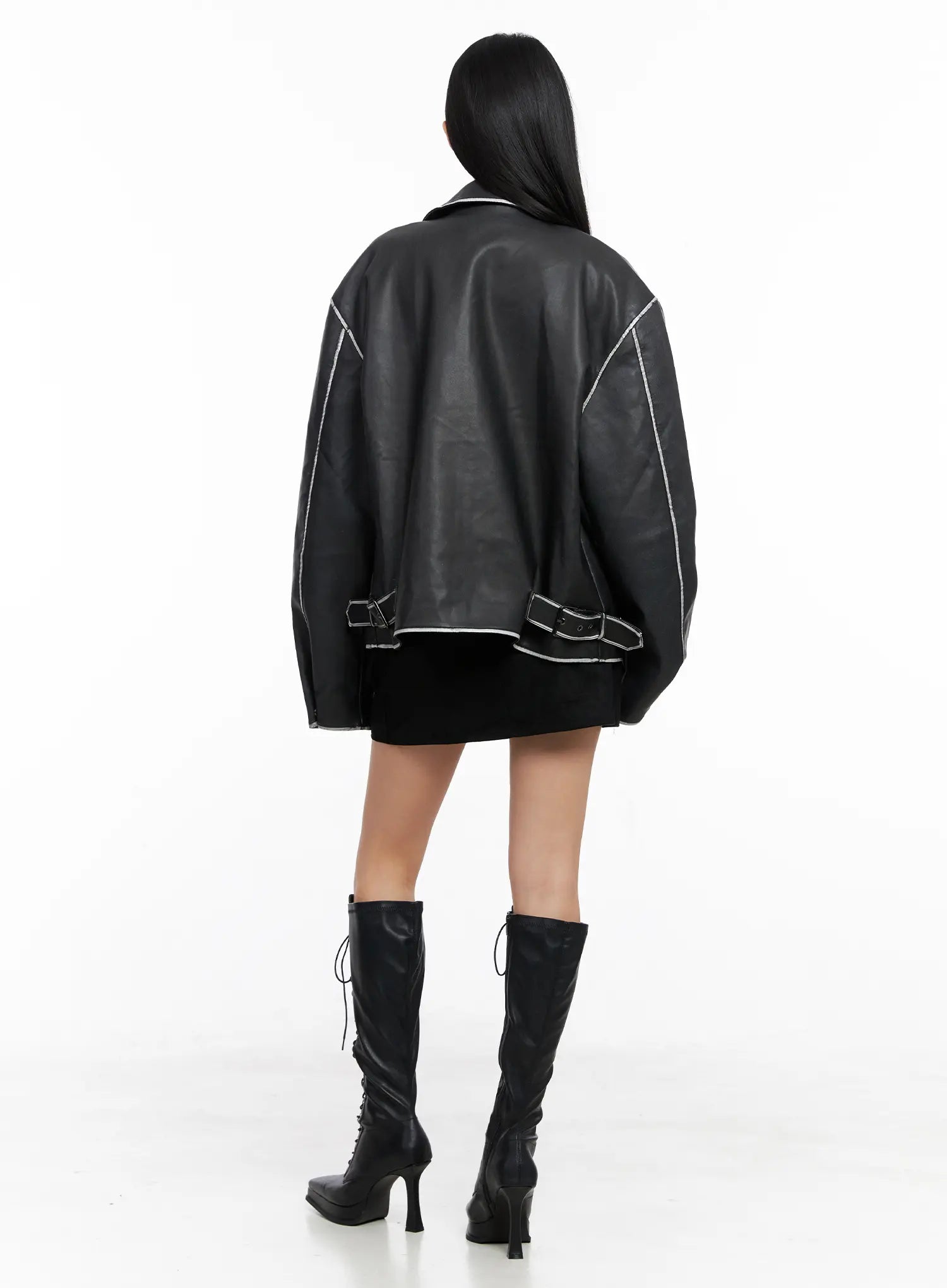 Oversized Faux Leather Jacket CC1109