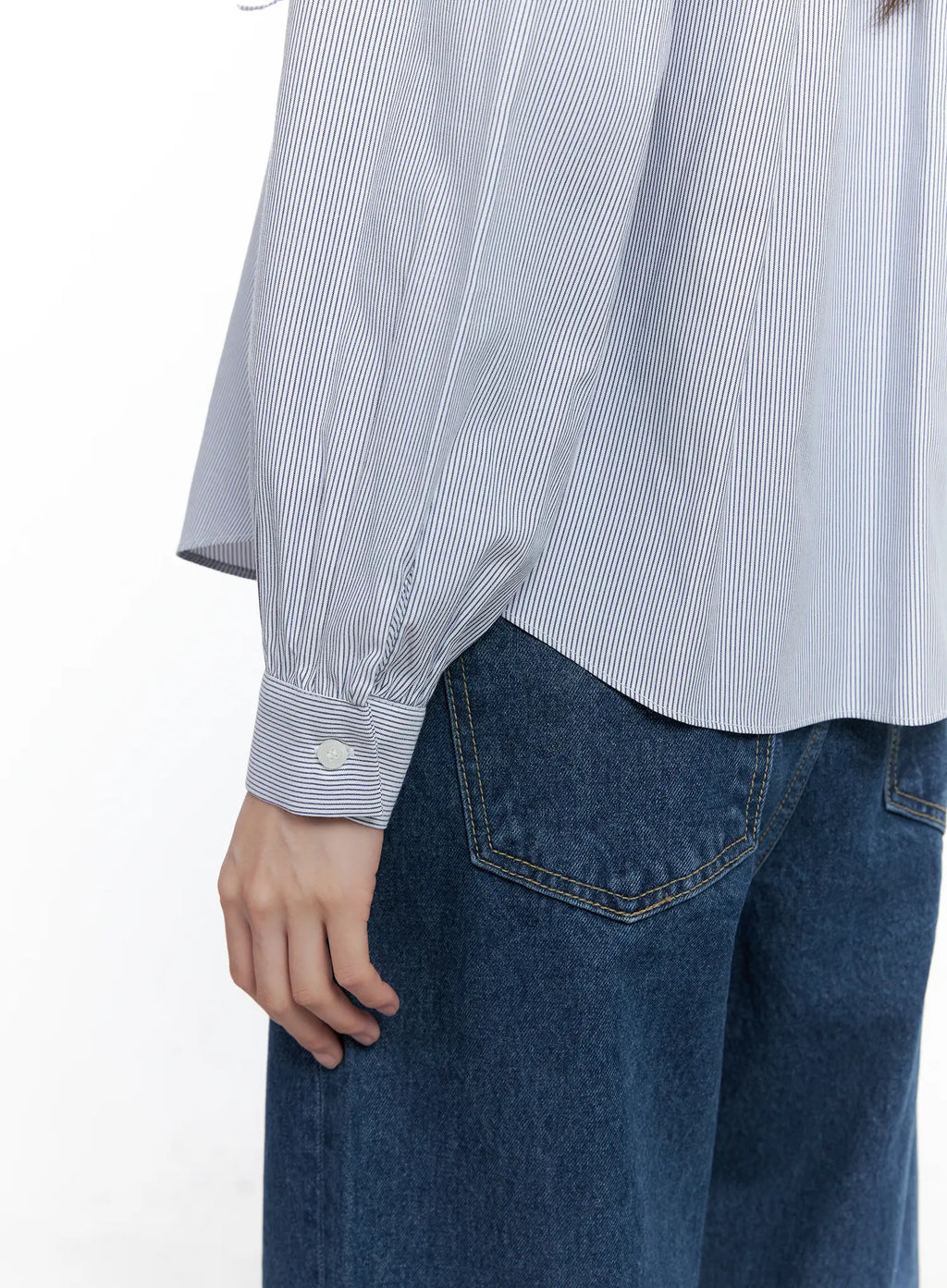 Striped Puff Sleeve Tie Blouse CO506