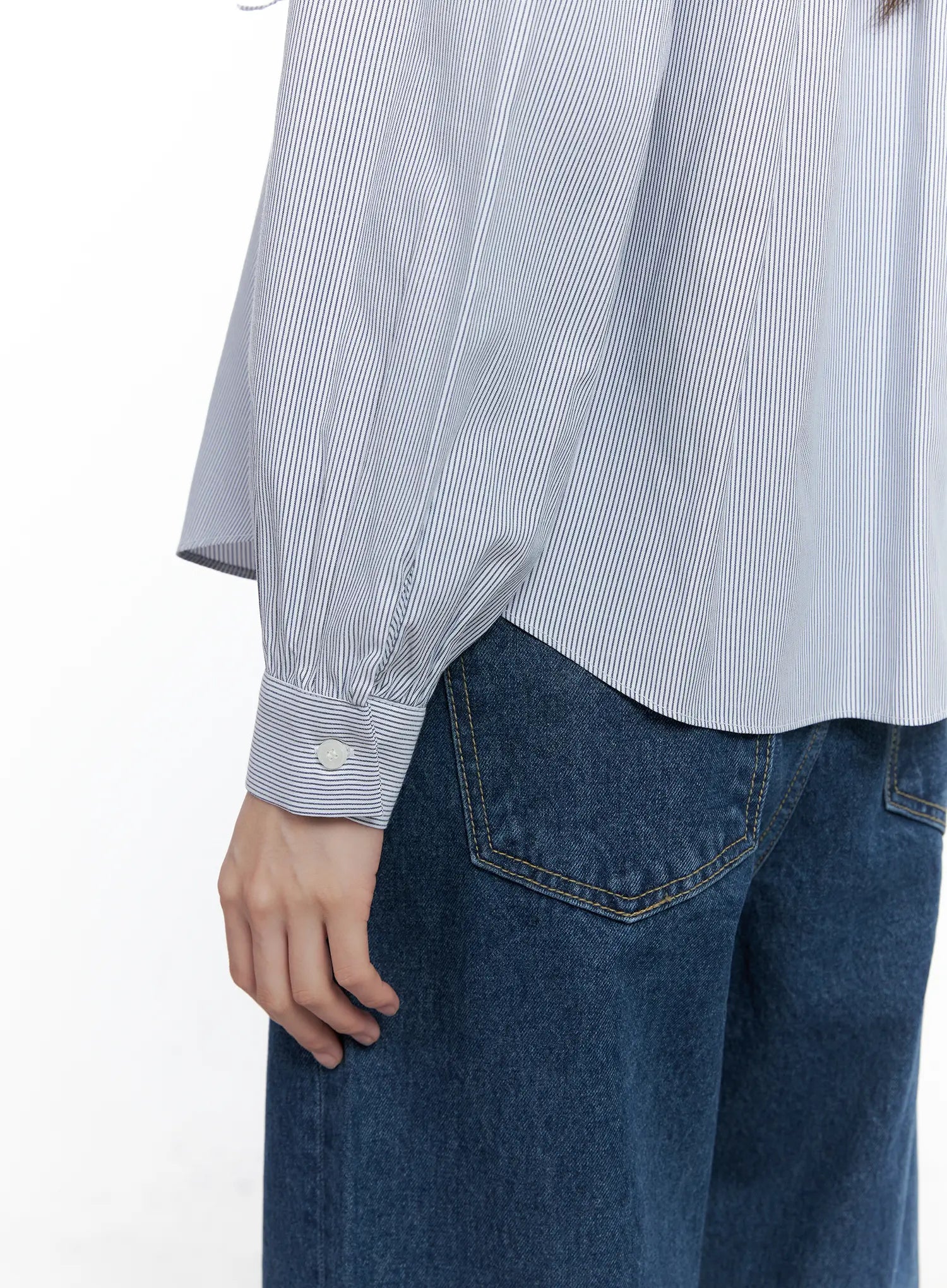 Striped Puff Sleeve Tie Blouse CO506