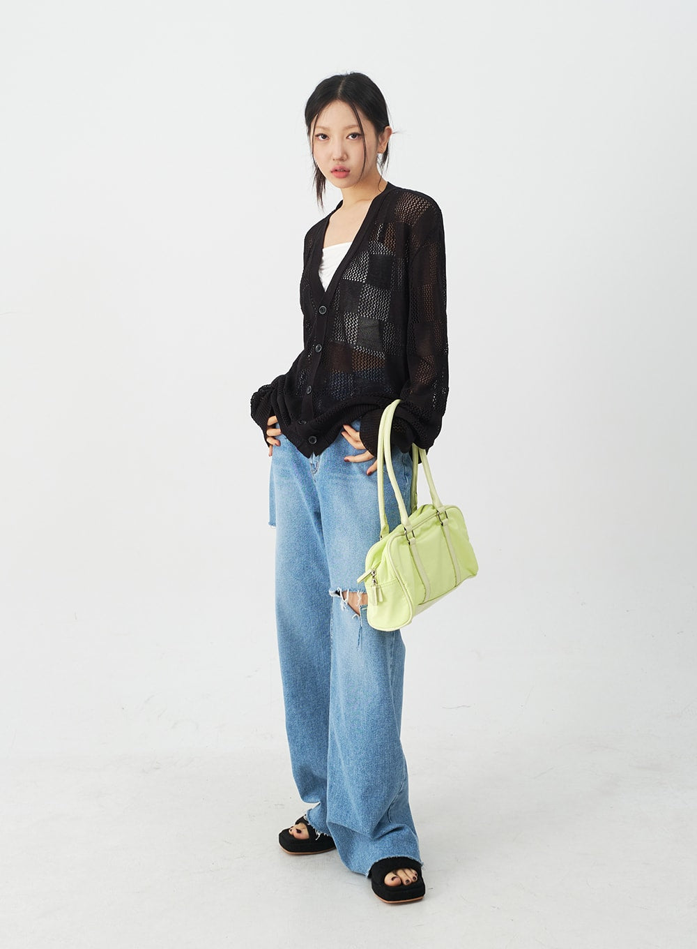 Checkered Oversized Cardigan CJ09