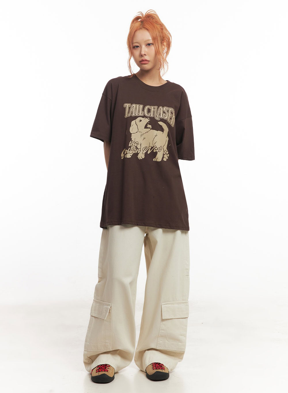 Golden Pup Graphic Oversize T-Shirt IM528