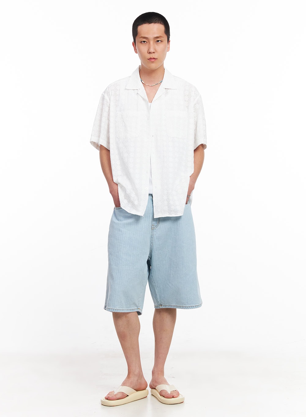 Men's Crochet Collared Shirt IU512