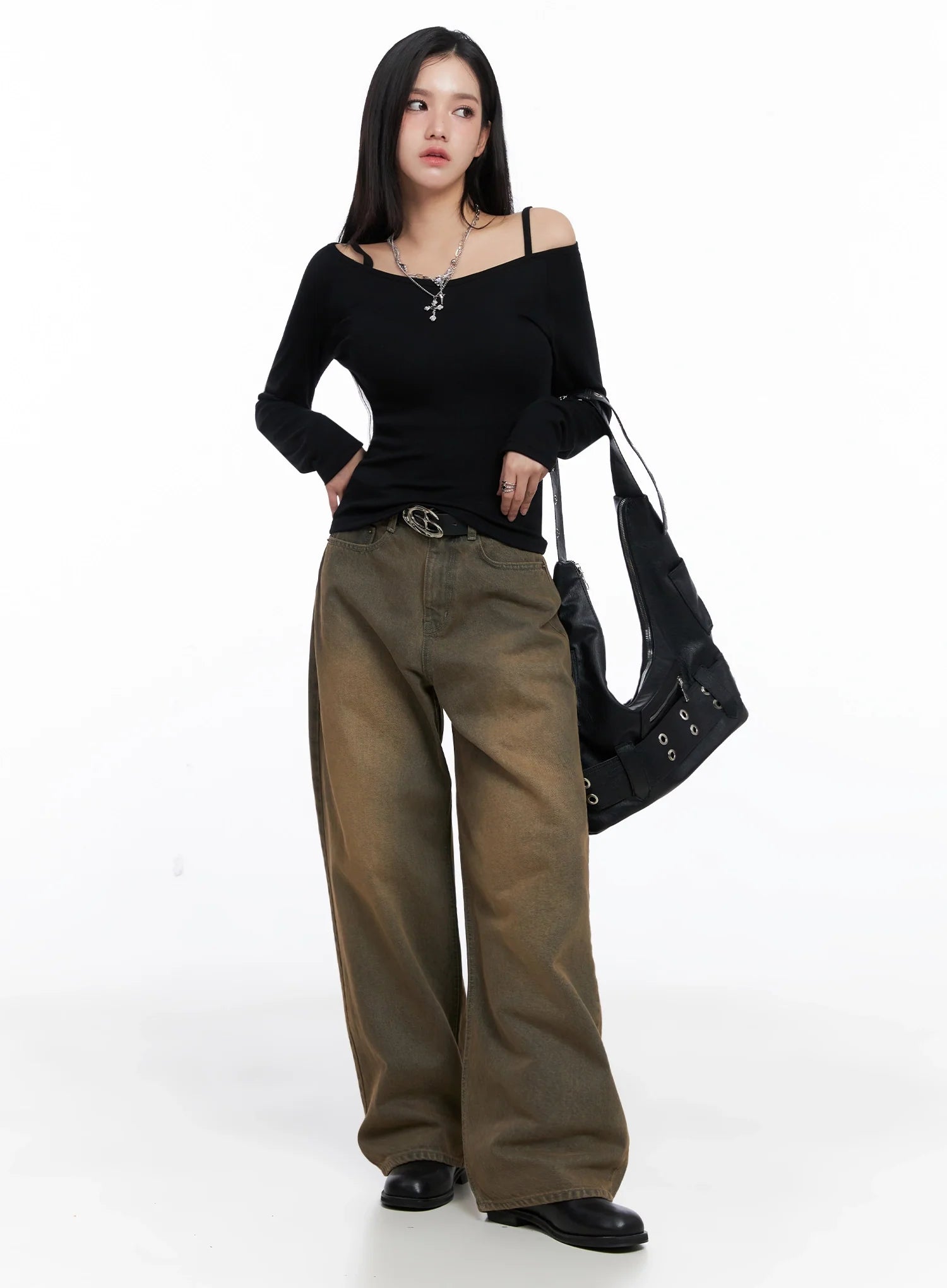 Elegant Long Sleeve Off-Shoulder Top IS525