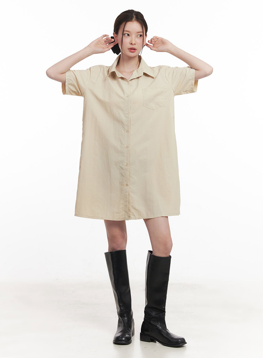 Collared Shirt Mini Dress IY508